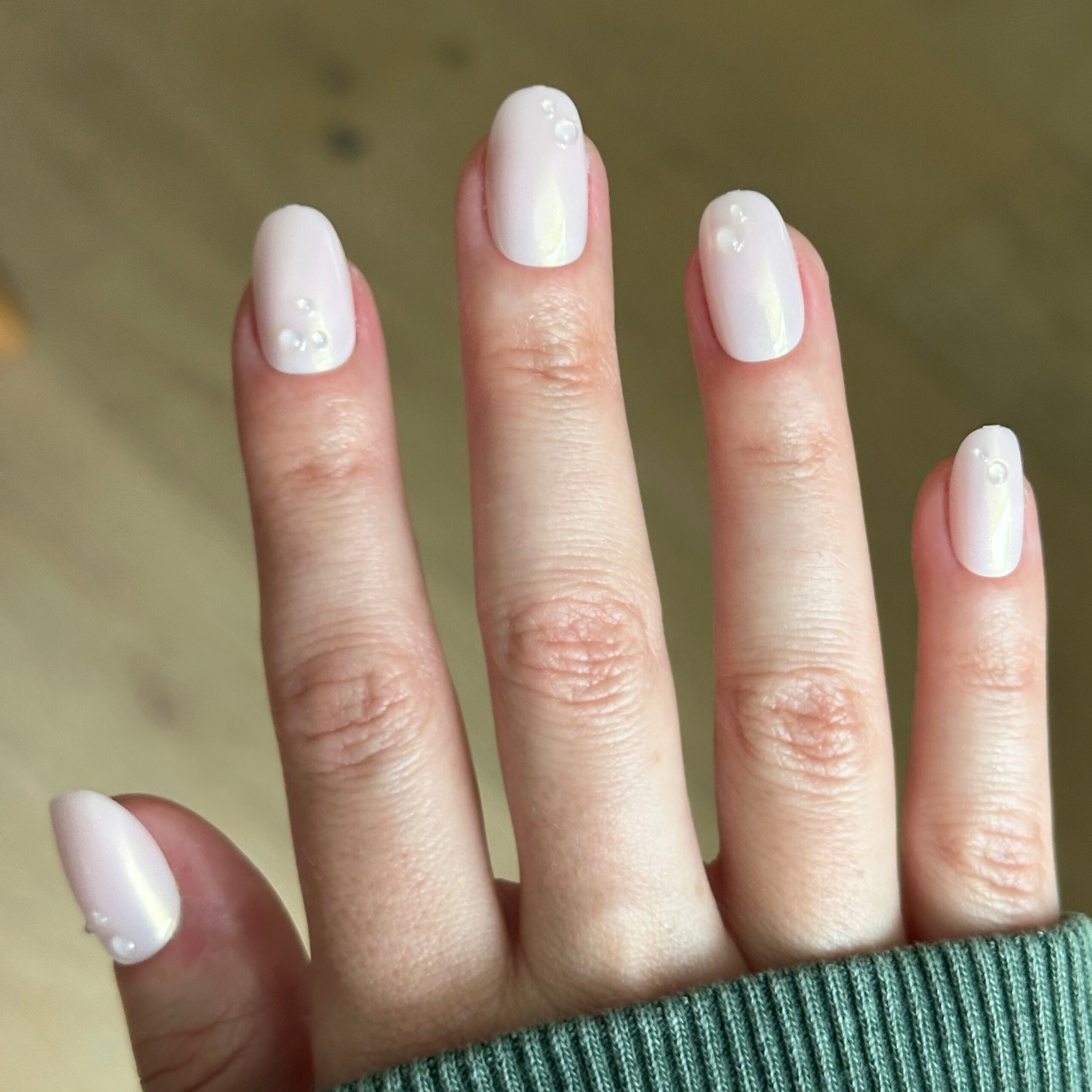 Pink Bubble Pearlescent - Press-On | Short | Round、mySite、solidvoid