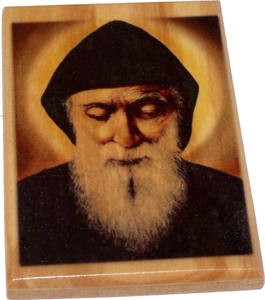 Holy Land Market Mar Charbel Makhlouf (A Maronite Famous Catholic Saint) Magnet - Olive Wood (7x5 cm or 2.8x2 inches)、mySite、topwebapps