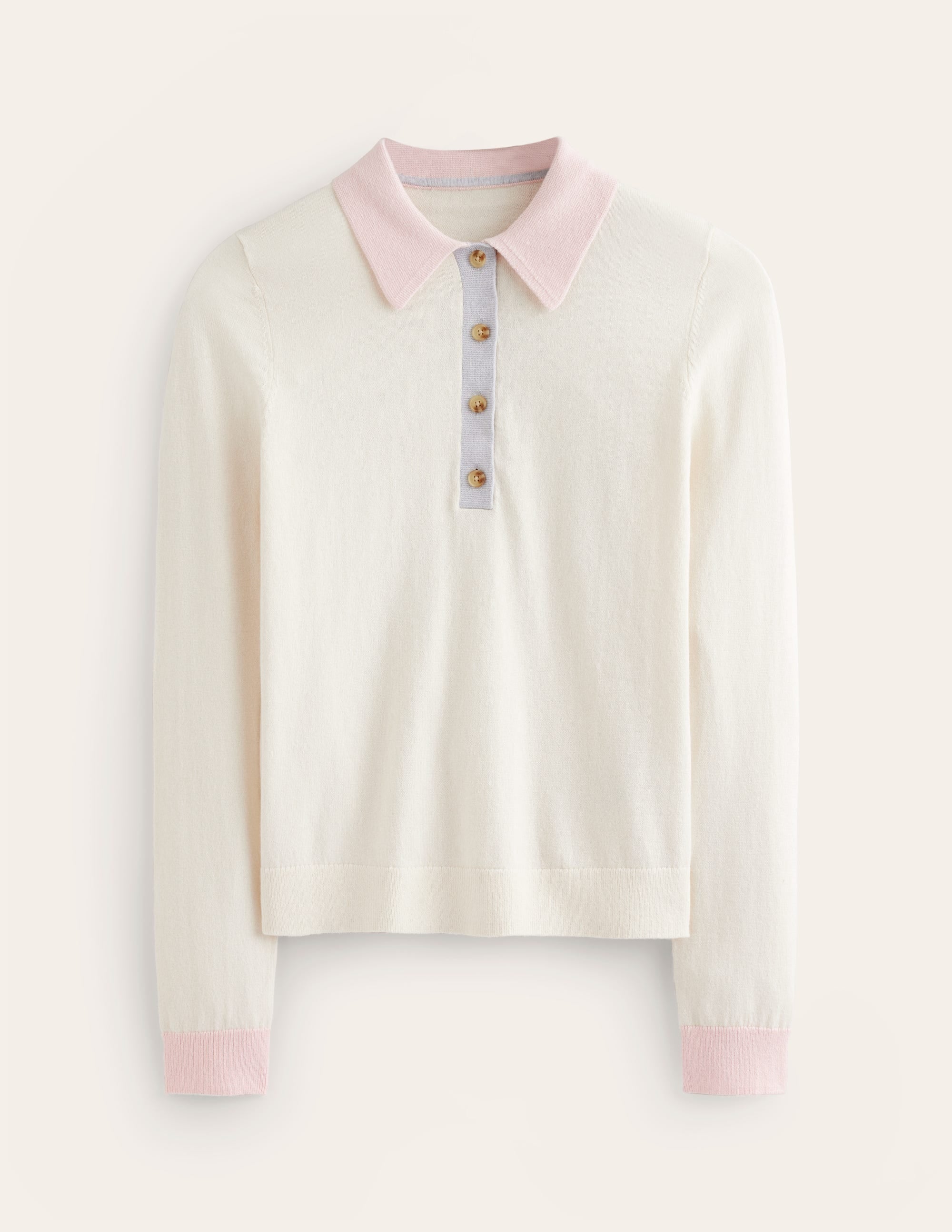  Cotton Blend Henley Jumper-Warm Ivory、mySite、ashleygrahame