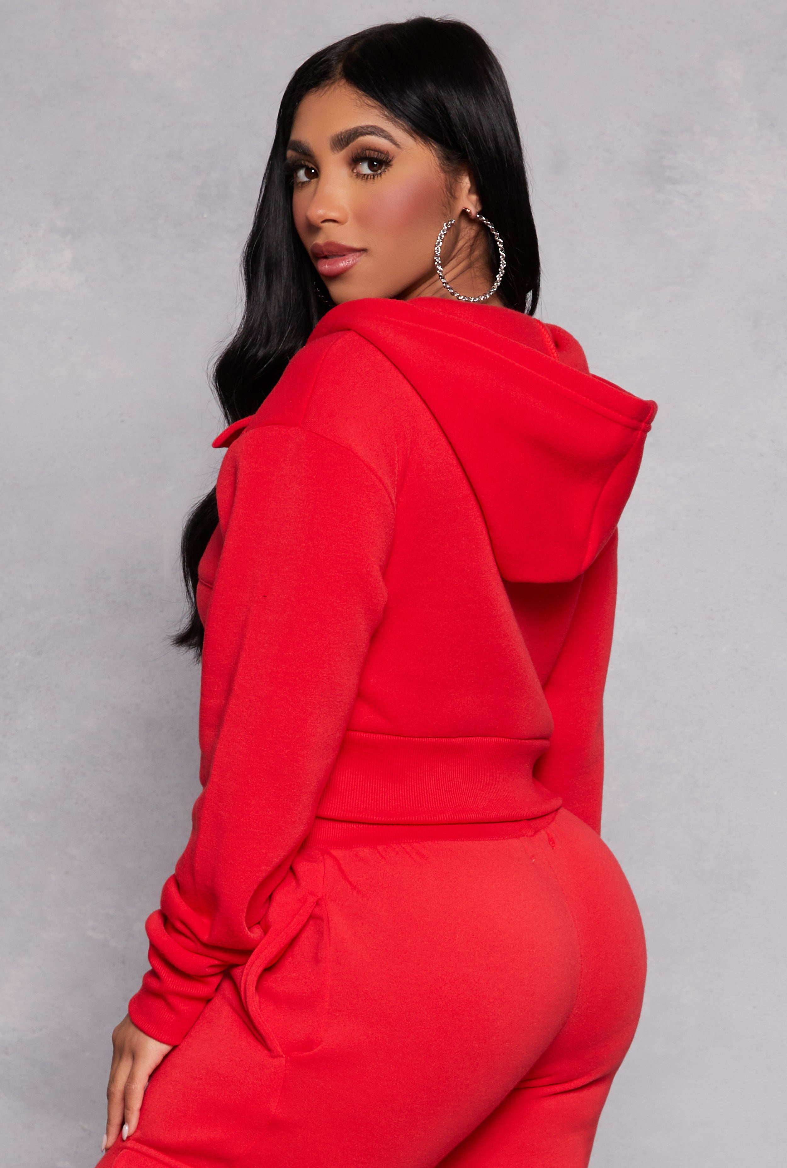 Cargo Pocket Zip Front Cropped Hoodie、mySite、camillekostekn