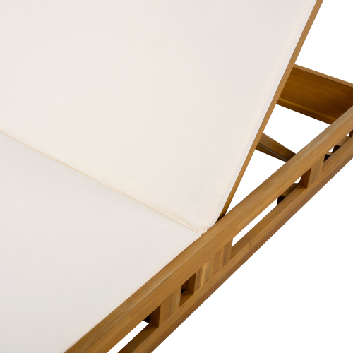 LOUNGE CHAISE SET, ACACIA WOOD WITH WATER-RESISTANT LOUNGE CUSHIONS (CREAM & 4 INCH THICK) - MATCHING DARK GREY VERSION AVAILABLE、、eastwooduniform