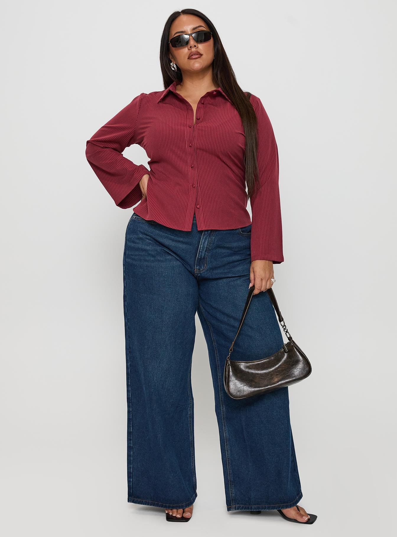 Anni Pinstripe Shirt Red Curve、mySite、solidvoid