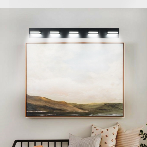 Modern Chrome LED Vanity Light, 5-Lights Wall Sconce for Bathroom and Mirror, Sleek Minimalist Design, Energy-Efficient, Easy to Install、、eastwooduniform