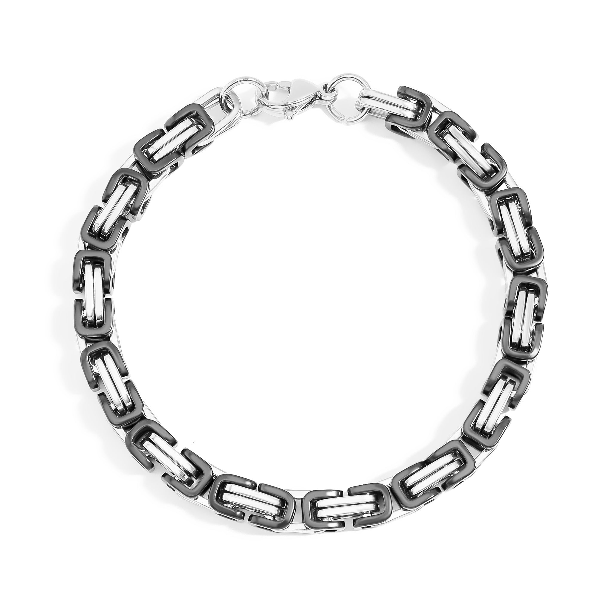 Stainless Steel And Black Byzantine Chain Bracelet / BRJ9092、mySite、dreamappss