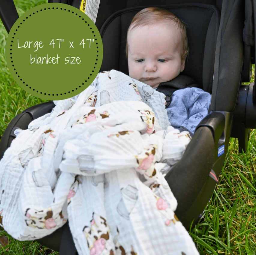 Farm Scene Set of Muslin Swaddle Blankets by LollyBanks- Pig, Cow, Tractor、mySite、g9winljtr