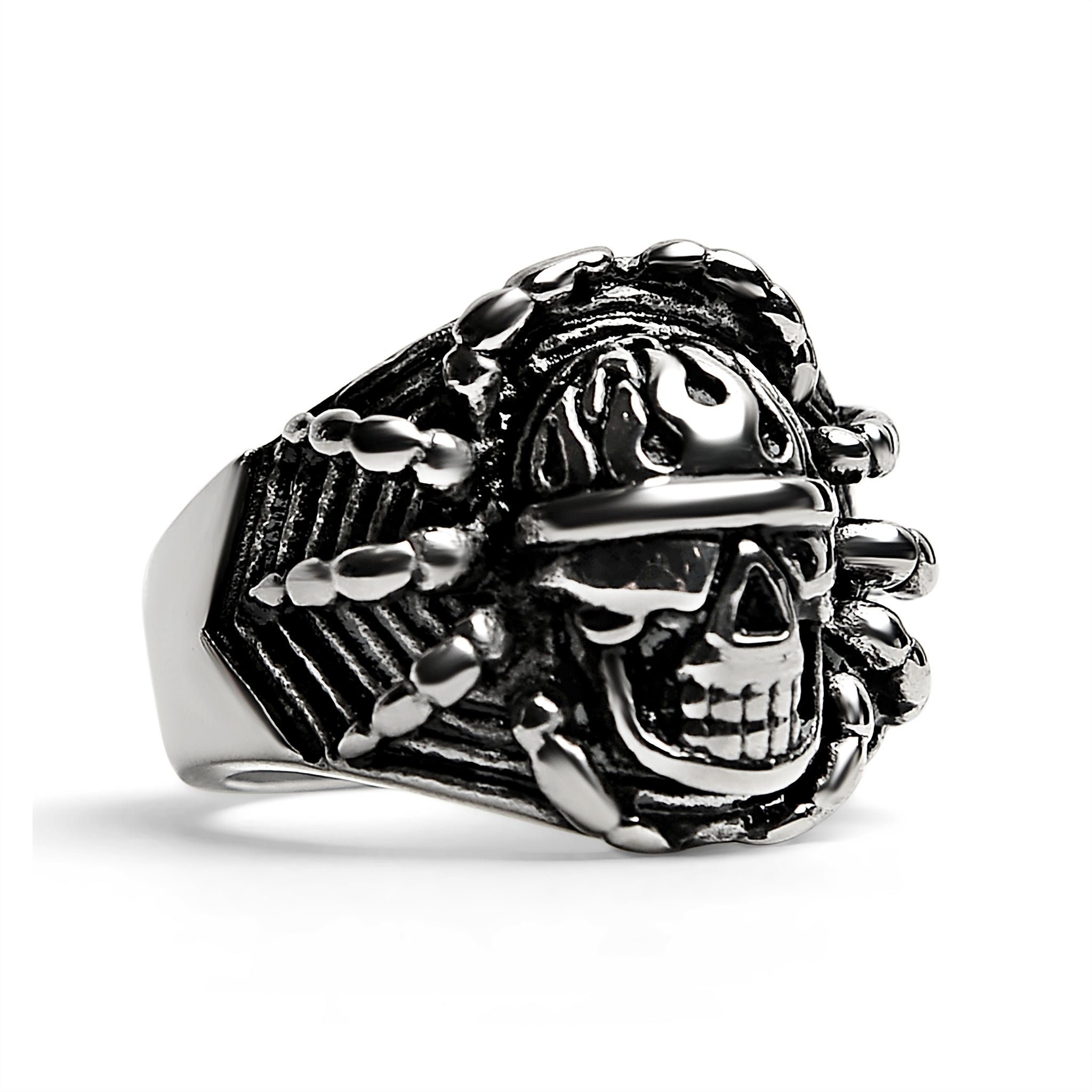Polished Detailed Skull Stainless Steel Ring / SCR2006、mySite、dreamappss