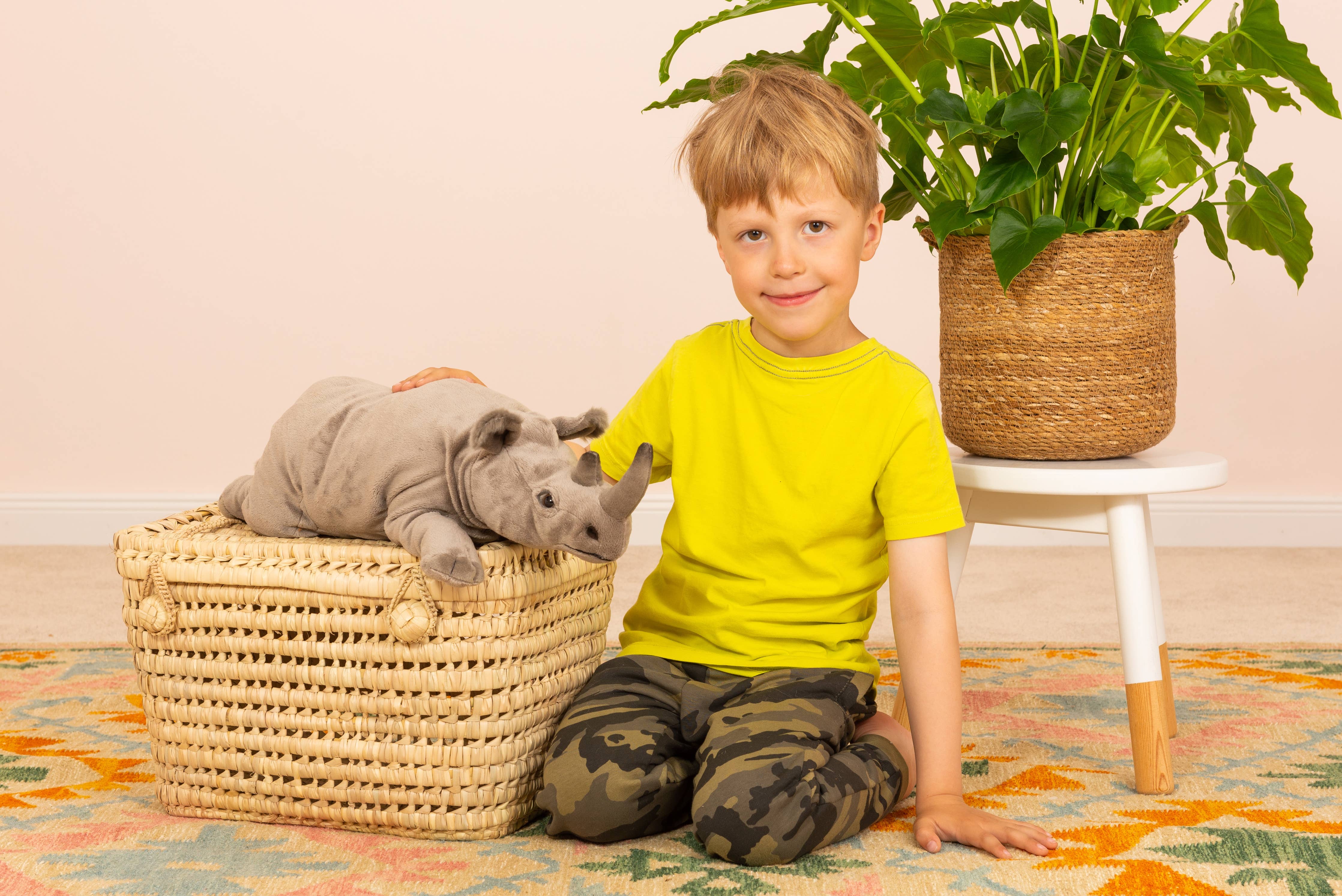 Lifelike Rhinoceros Lying 45 cm - plush toy by Teddy Hermann、mySite、g9winljtr