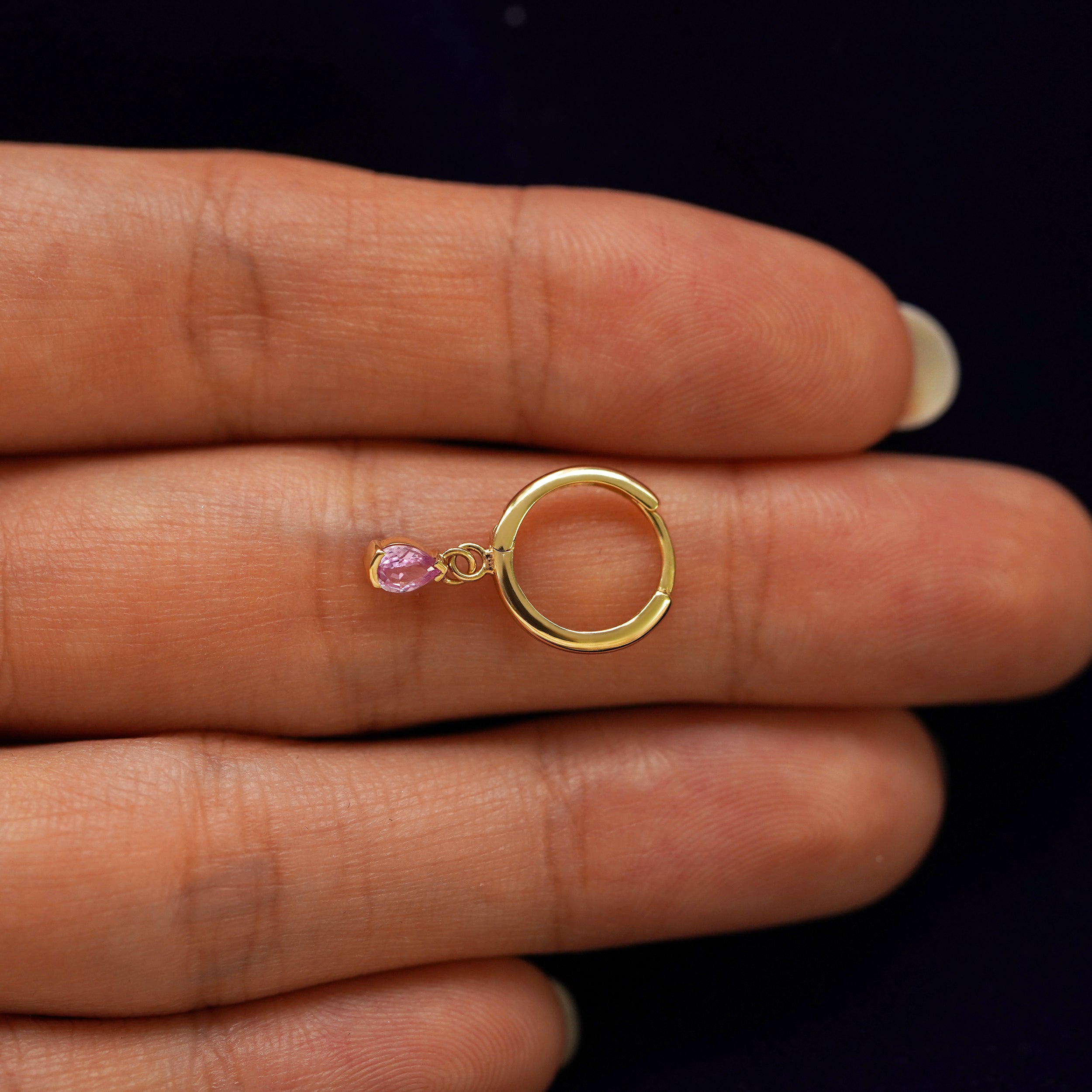 Pear Pink Sapphire Dangle Hoop、mySite、hinf8tx79