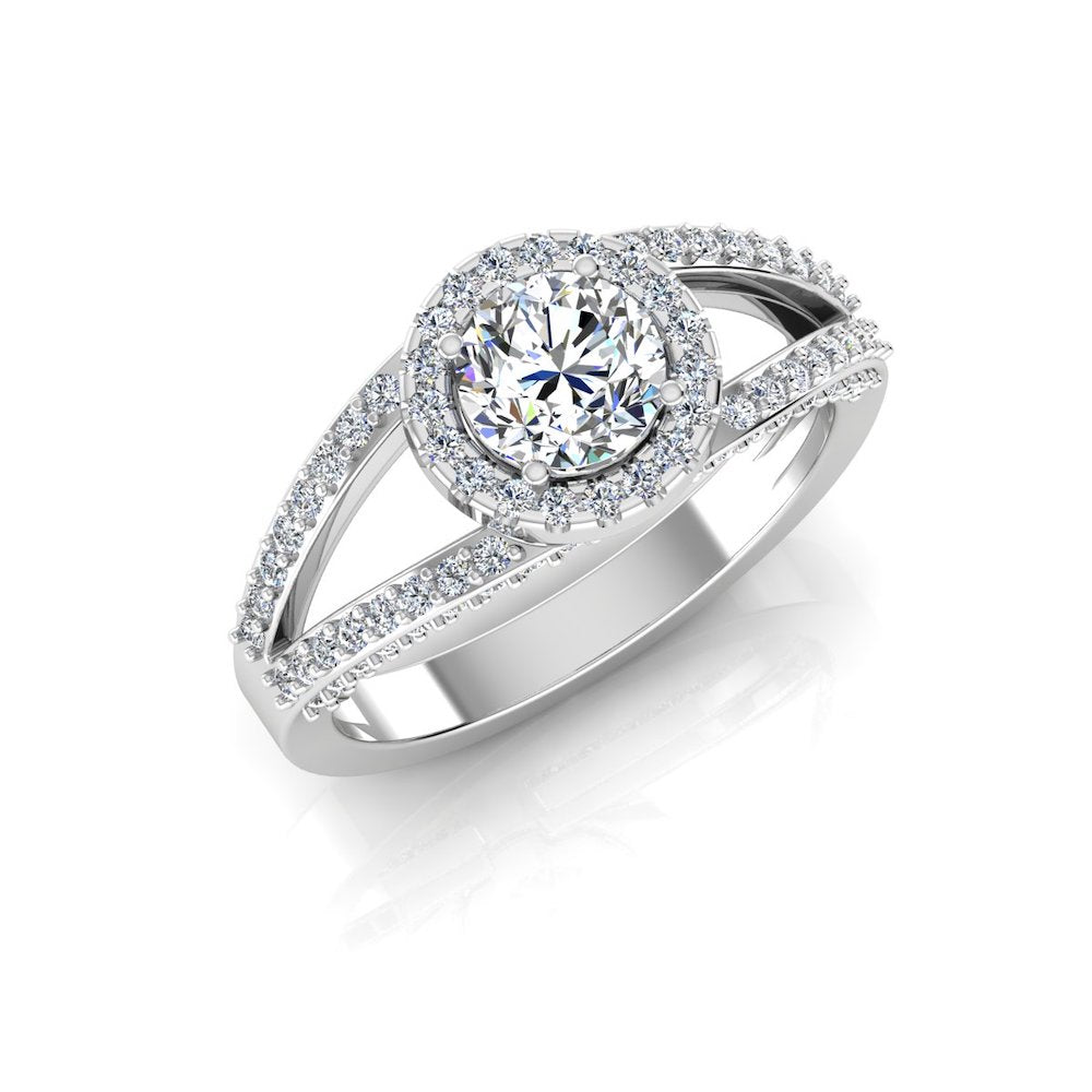 Split Shank Halo Moissanite Engagement Ring、mySite、hinf8tx79