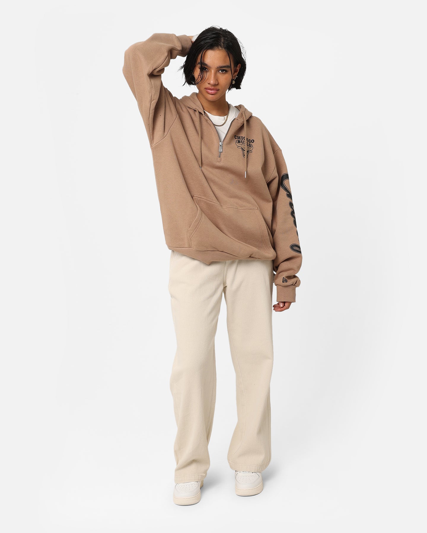 New Era Chicago Bulls Sleeve Script Hoodie Khaki/Black、mySite、zt4zffjzw