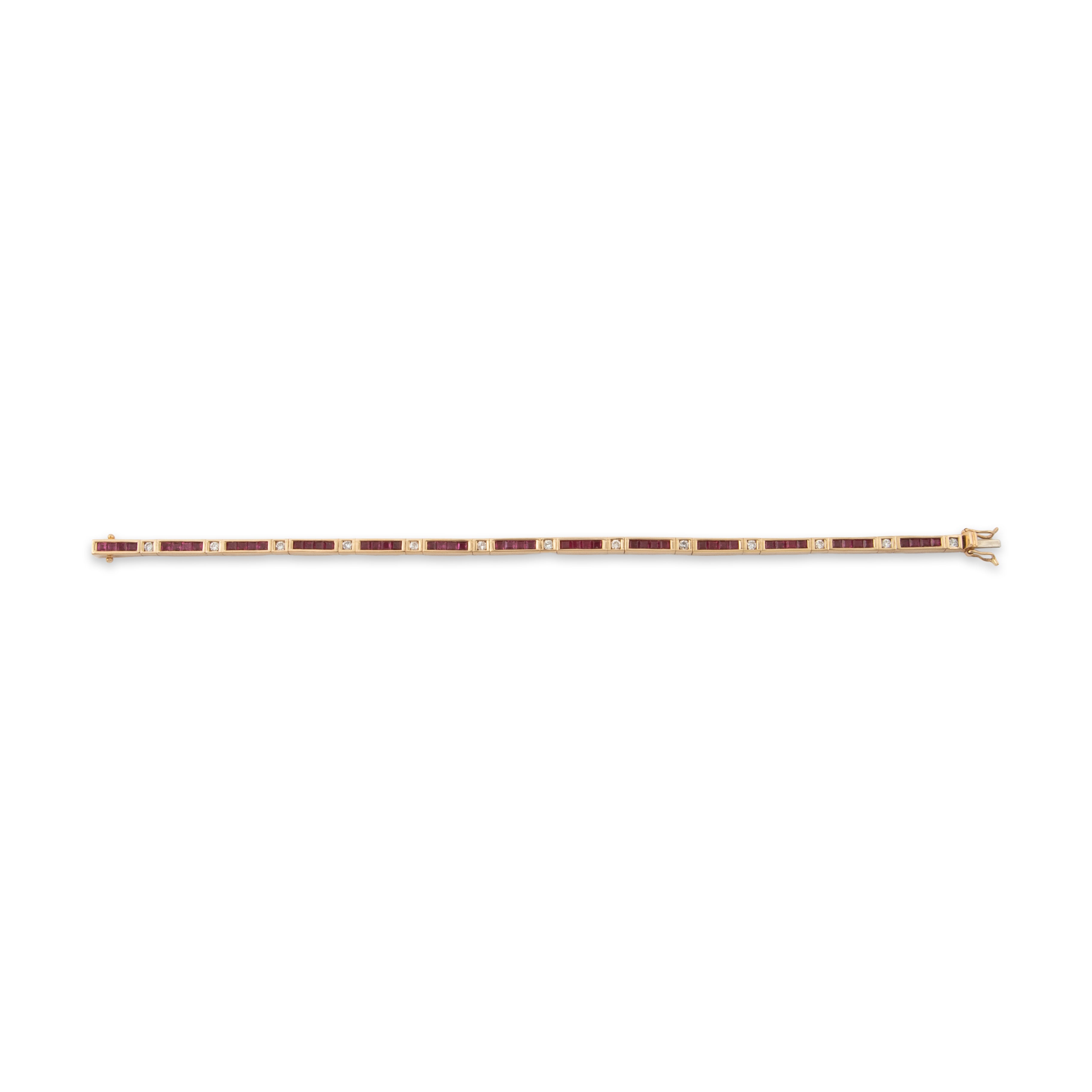 Vintage Heavy 14k Yellow Gold 2.6cttw Ruby .37cttw Diamond Tennis Bracelet、mySite、hinf8tx79