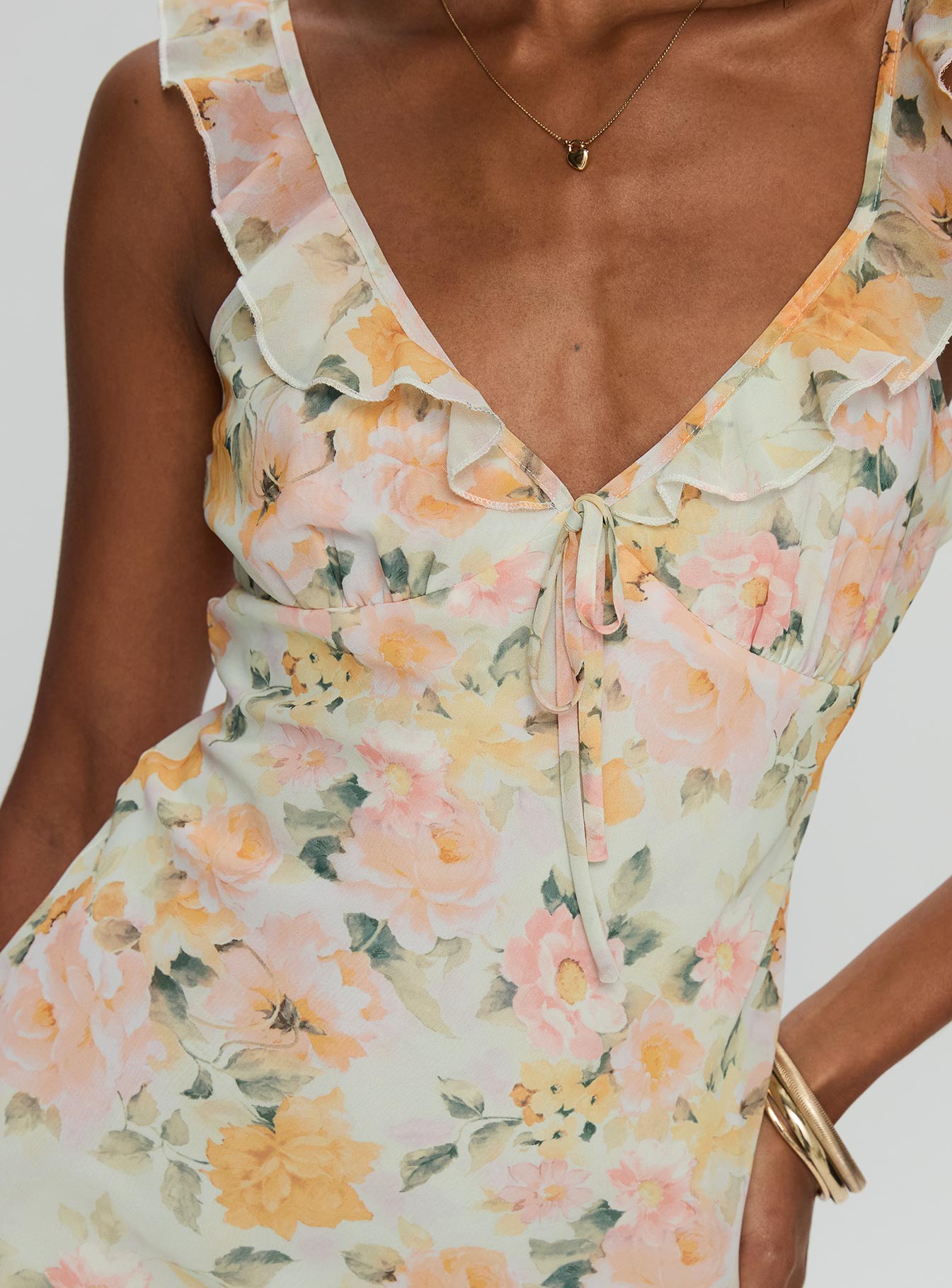 On A Wave Frill Detail Maxi Dress Multi、mySite、solidvoid