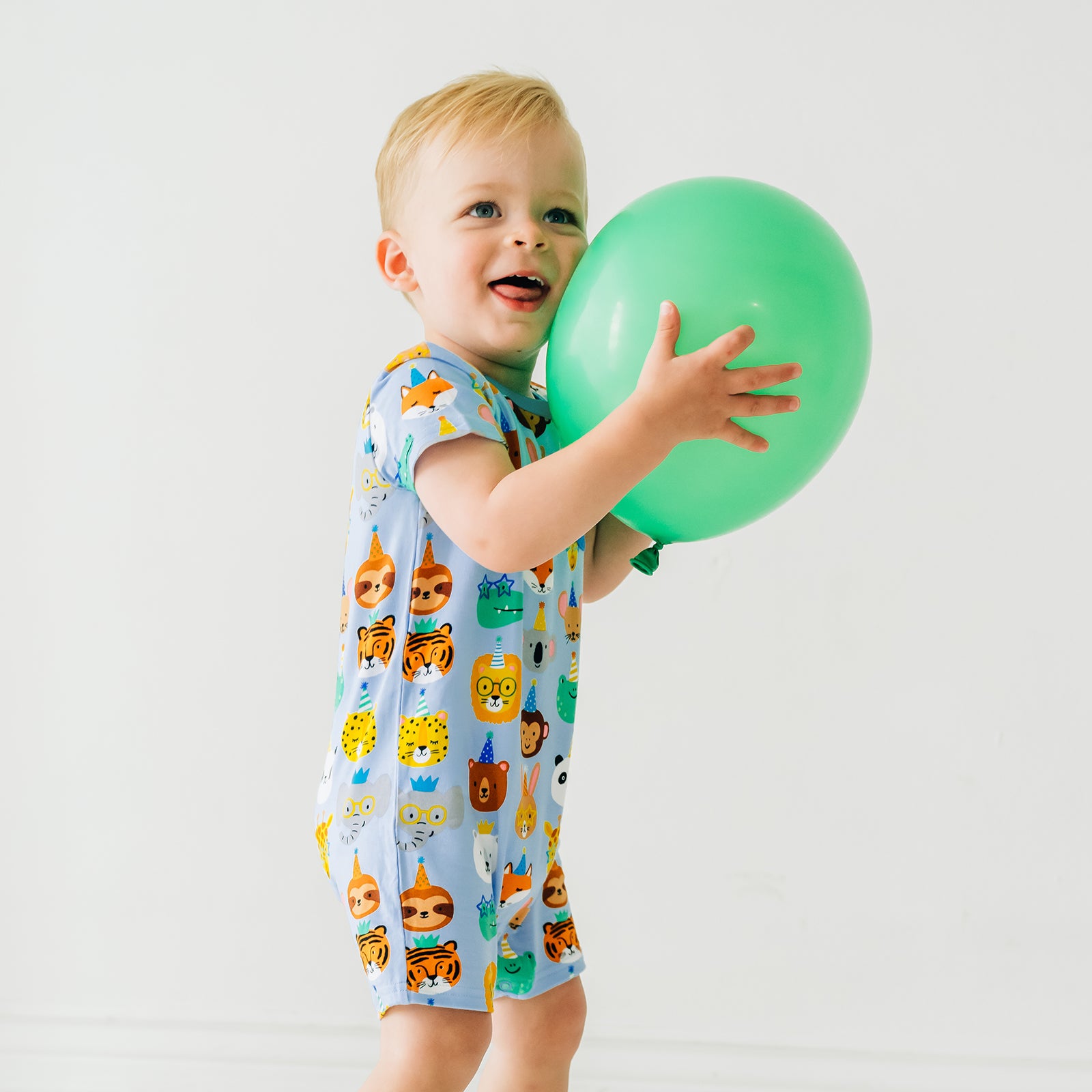 Blue Party Pals Pocket Shorty Romper、mySite、g9winljtr