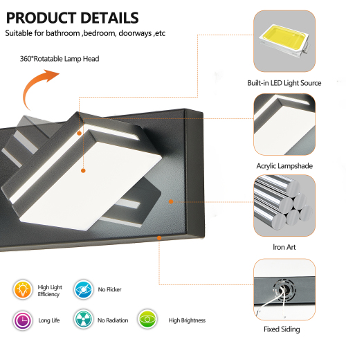 Modern Chrome LED Vanity Light, 5-Lights Wall Sconce for Bathroom and Mirror, Sleek Minimalist Design, Energy-Efficient, Easy to Install、、eastwooduniform