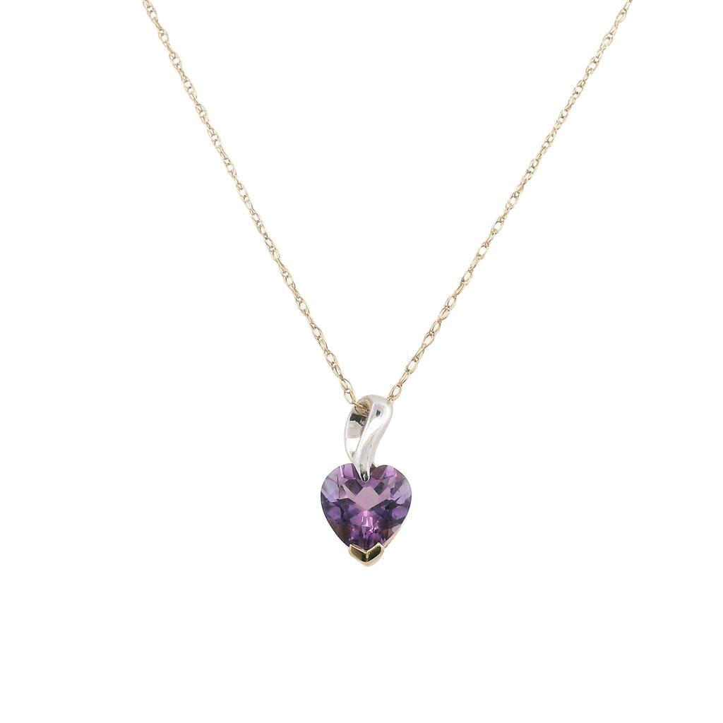 Estate 10K Two Tone Gold 1.59ctw Heart Shaped Amethyst Necklace、mySite、botmansion