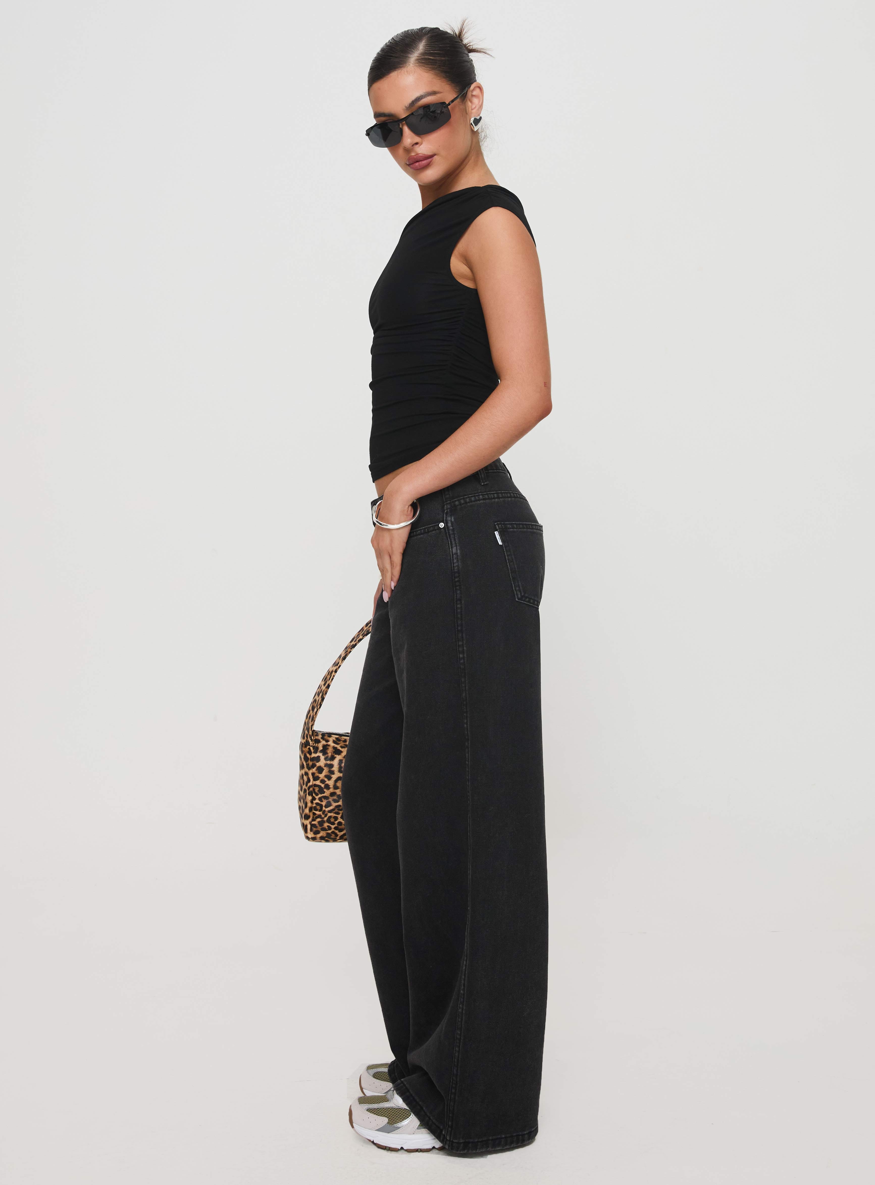 Ramos Low Rise Denim Jeans Washed Black Tall、mySite、solidvoid