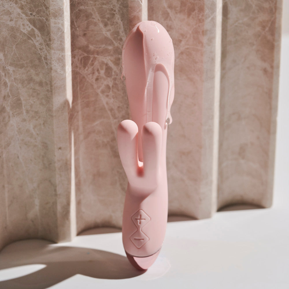 Blush | Elora 8 Inch G Spot Clitoral Triple Stimulation Puria® Silicone Rabbit Vibrator With 10 RumboTech™ Modes - Pink、mySite、bottomscart