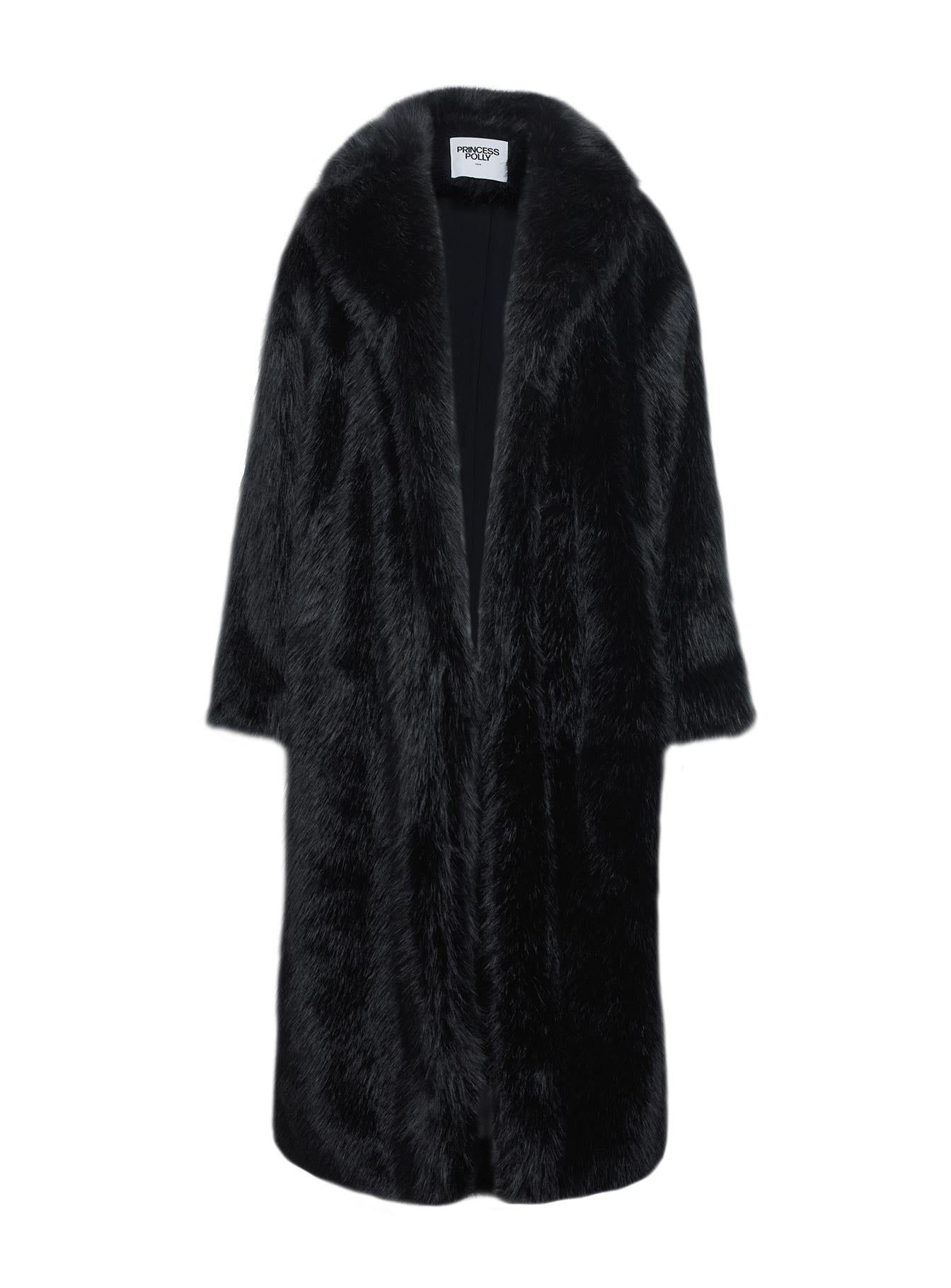 End Of Beginning Faux Fur Longline Jacket Black、mySite、solidvoid