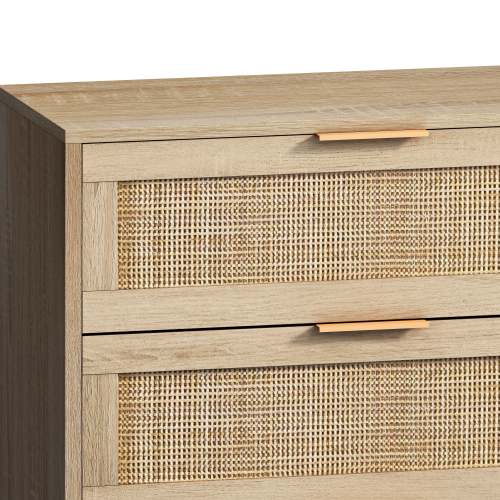 51.18"6-Drawers Rattan Storage Cabinet Rattan Drawer,for Bedroom,Living Room,Natural (Same SKU:W757P198980)、、casual