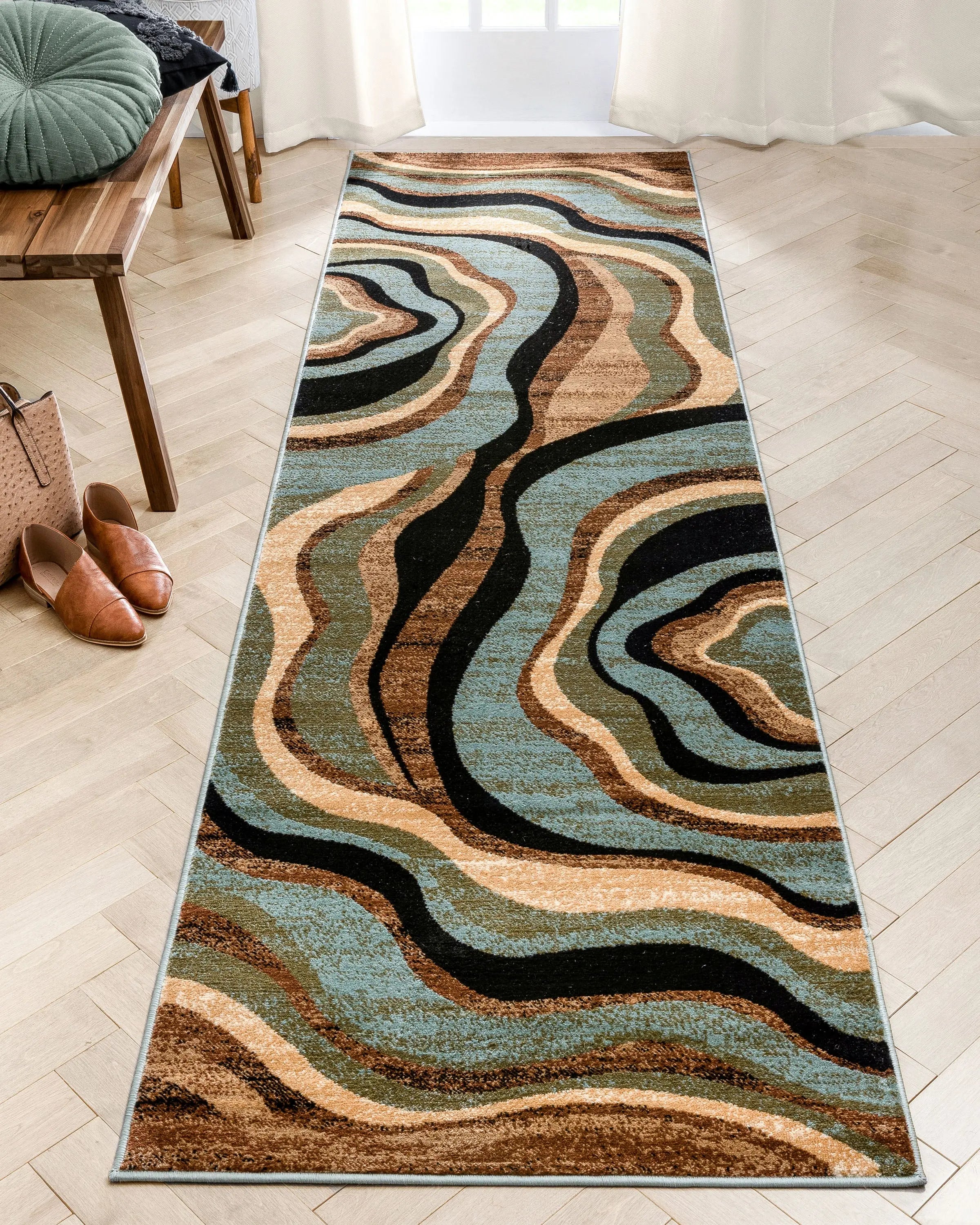 Nirvana Waves Multi Blue Modern Rug、mySite、gigharbornorthrealestate