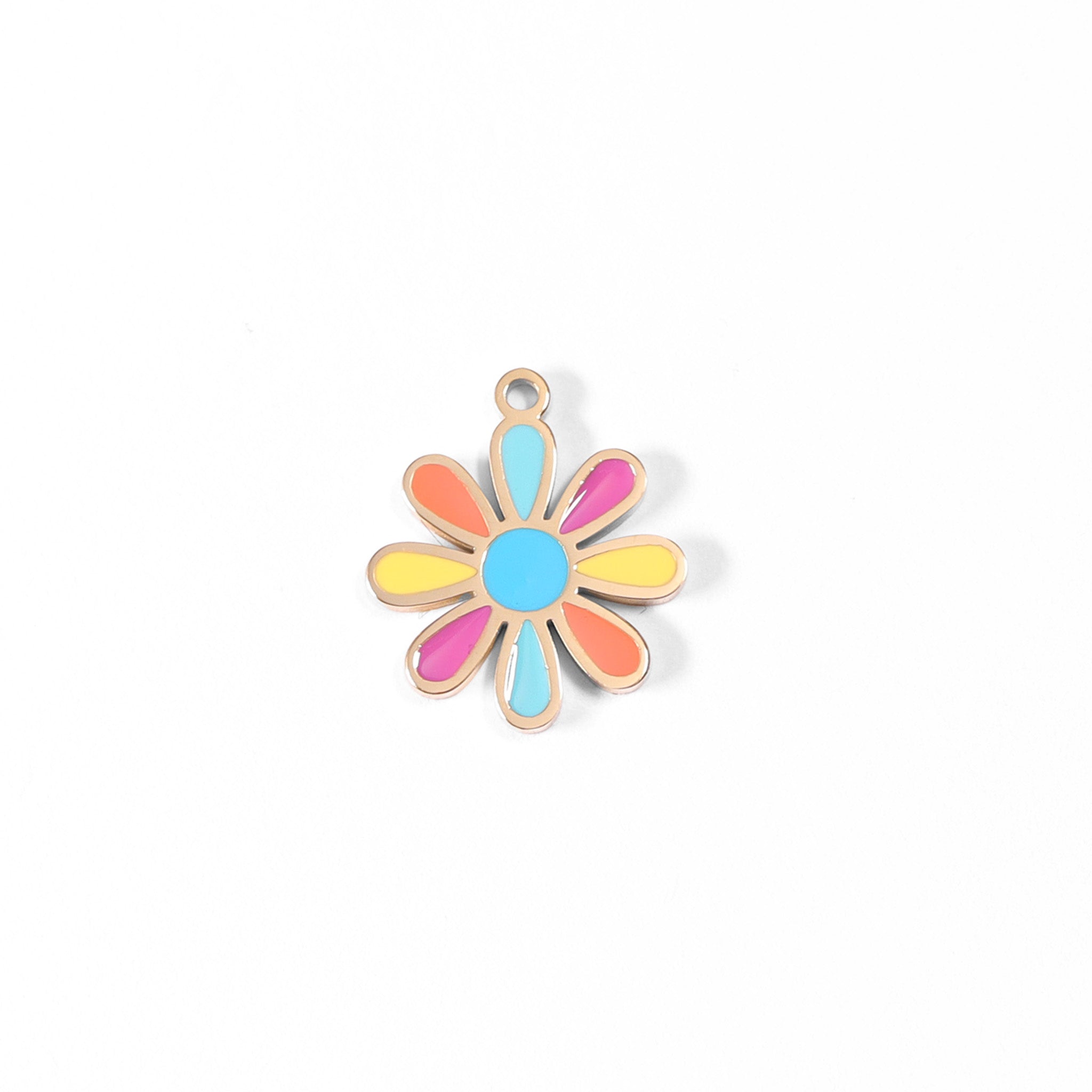 18K Gold PVD Stainless Steel Multi-Colored Epoxy Flower Charm / PDL0092、mySite、dreamappss