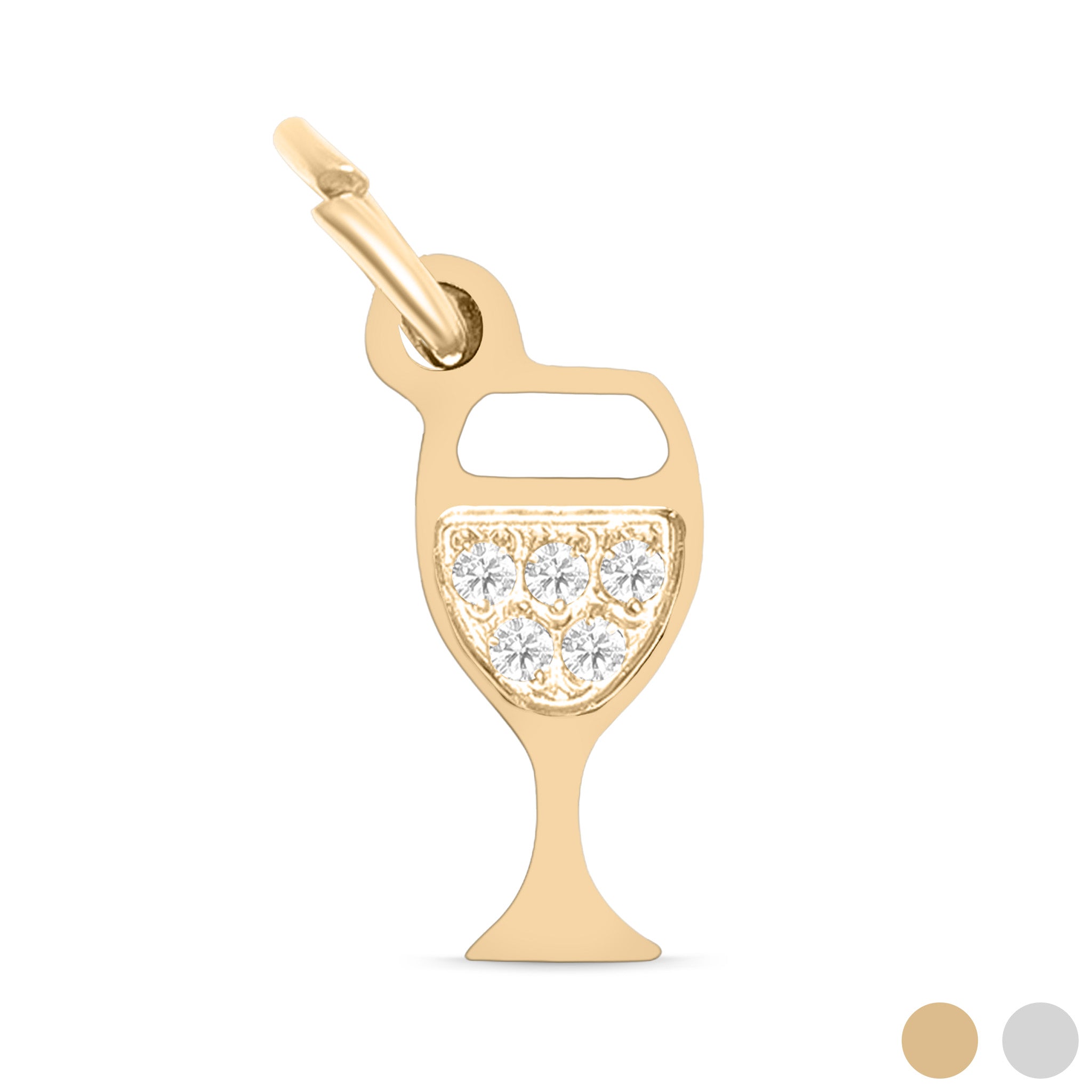 18K Gold PVD Stainless Steel CZ Wine Glass Charm / PDL0144、mySite、dreamappss