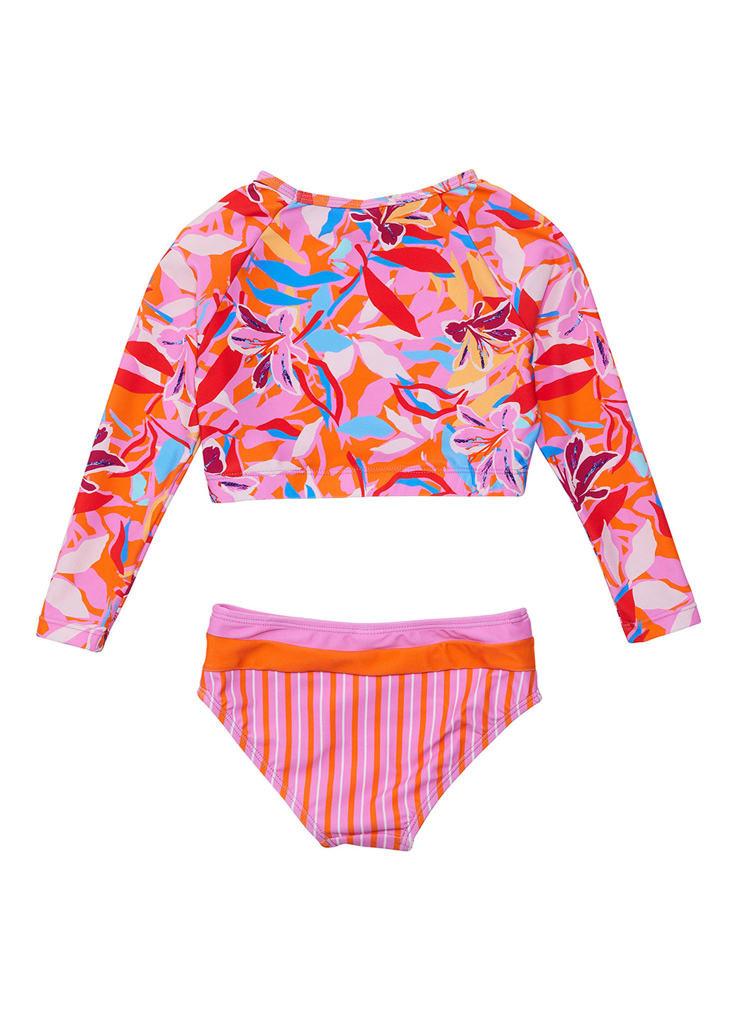 Snapper Rock Girls' Blooming Sunset Cropped Long Sleeve Two Piece Rash Guard Set (Little Kid, Big Kid)、mySite、noshort