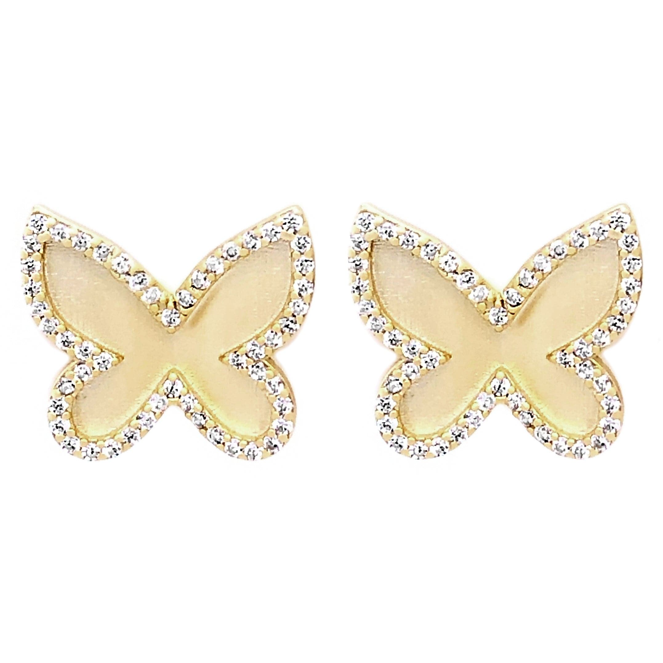 Matte Gold with CZ Butterfly Jewelry Set Earrings Necklace Ring、mySite、g9winljtr