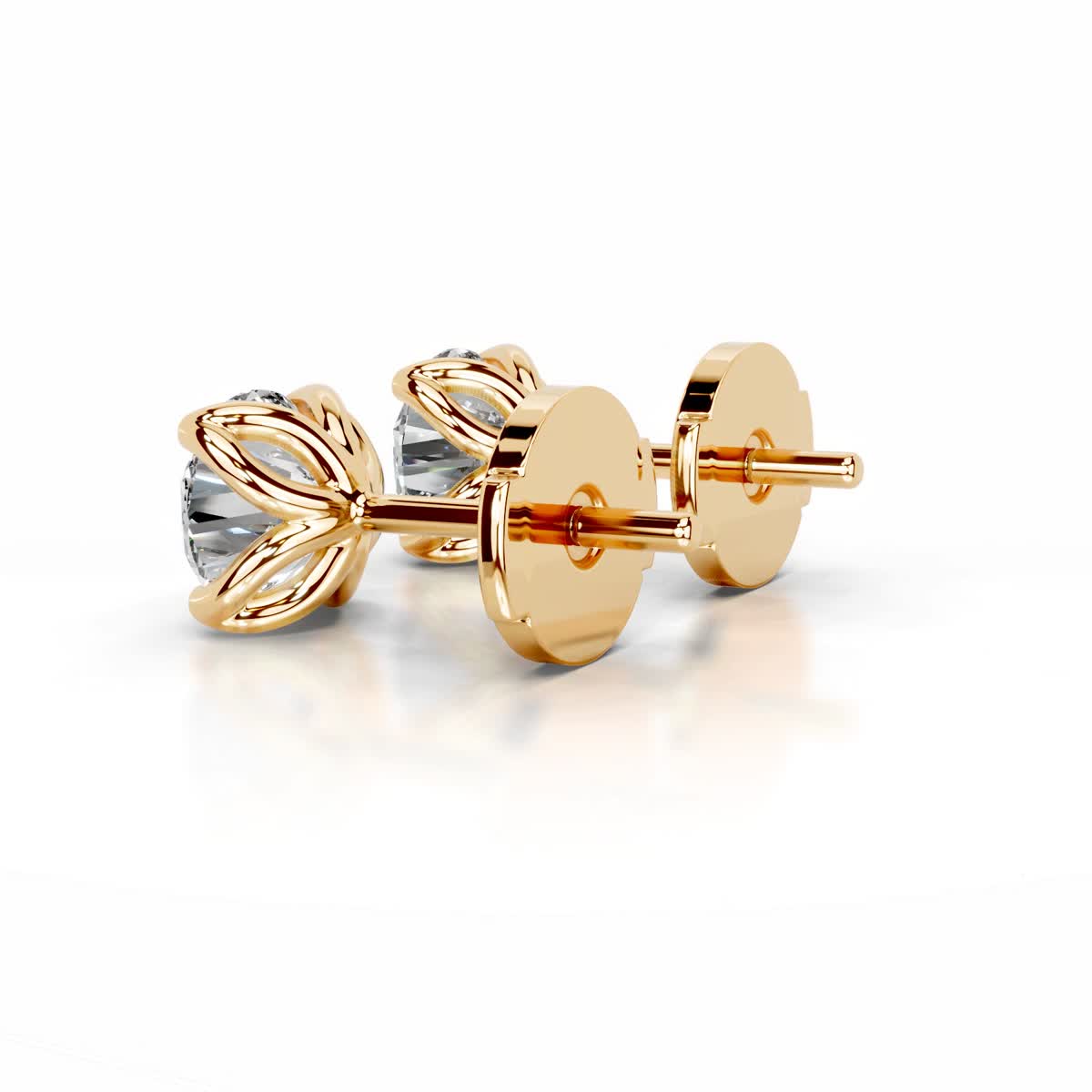 Doris Diamond Stud Earrings (4 Carat) -18K Yellow Gold、mySite、hinf8tx79