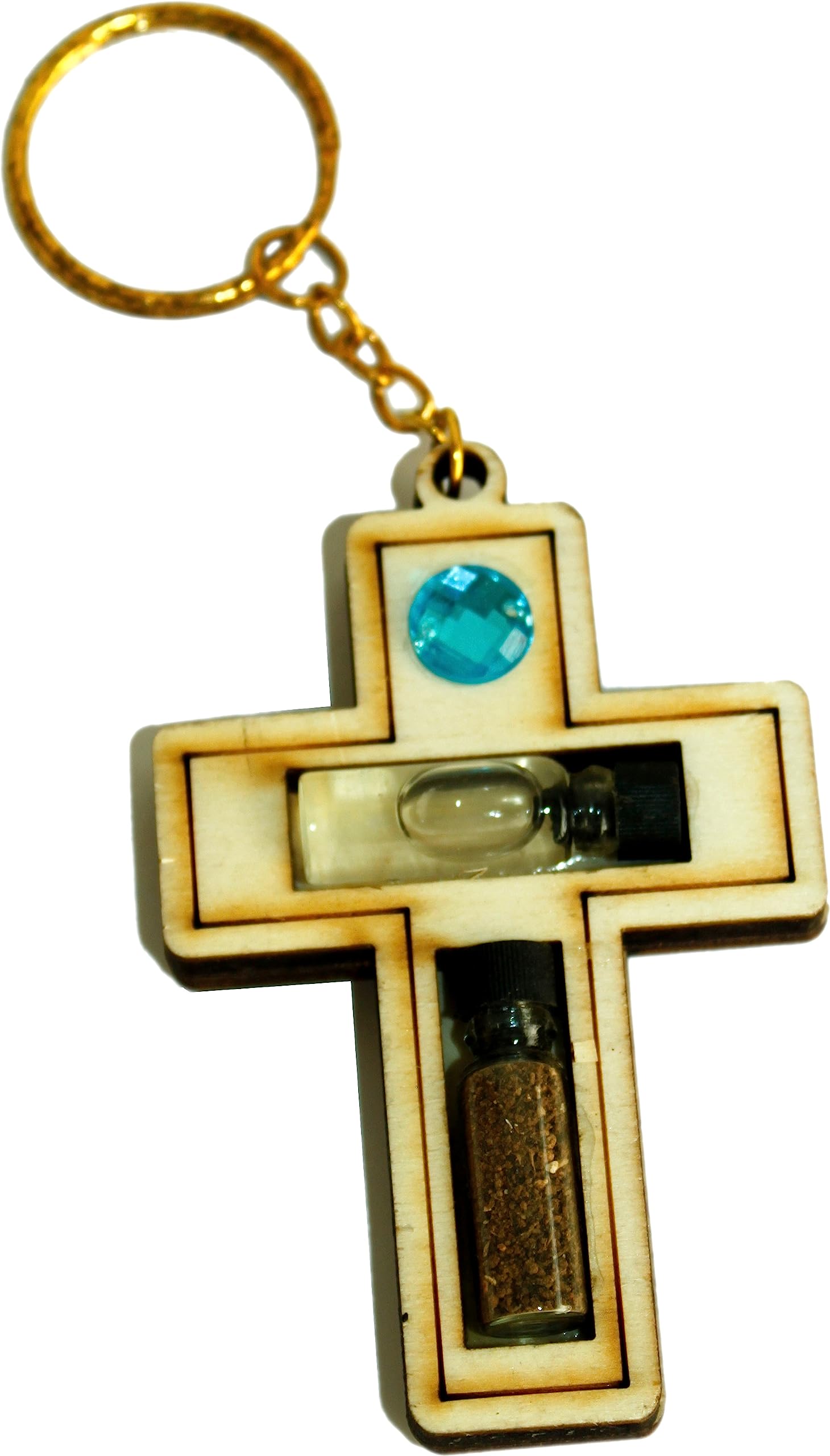Holy Land Market Religious Samples Thick Large Cross Keys Ring (7.5 x 5 cm - 3 x 2 inches) Jordan River Water/Soil、mySite、topwebapps