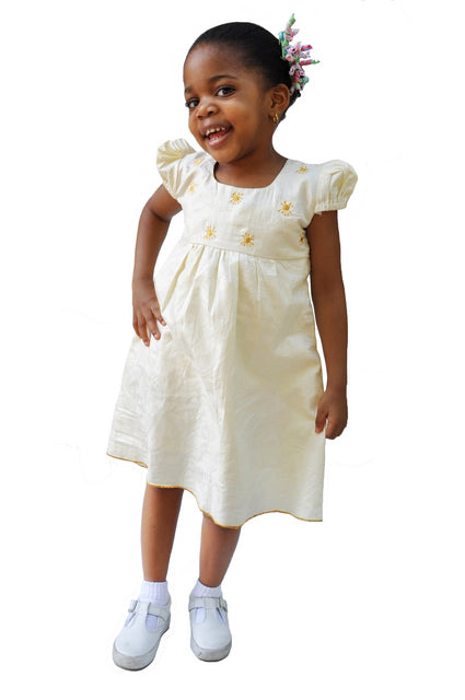 African Brocade Dress with Gold Embroidery for Girls-DPC475G、mySite、solidvoid