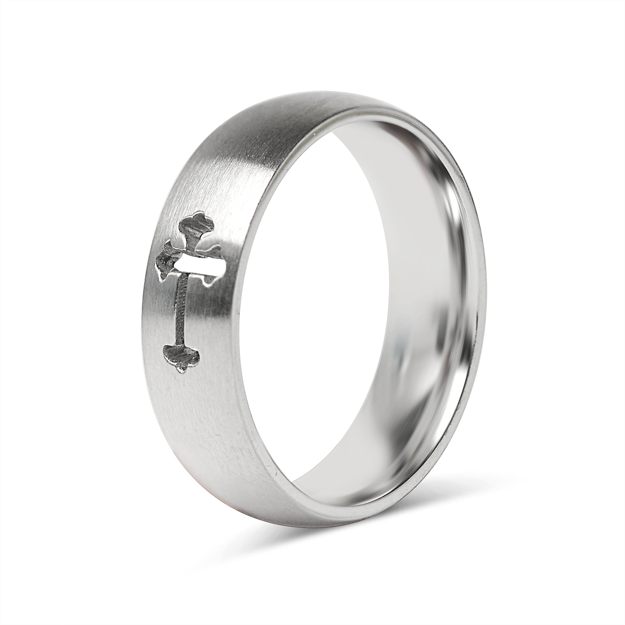 Stainless Steel Cross Cutout Brushed Blank Ring / CFR7023、mySite、dreamappss