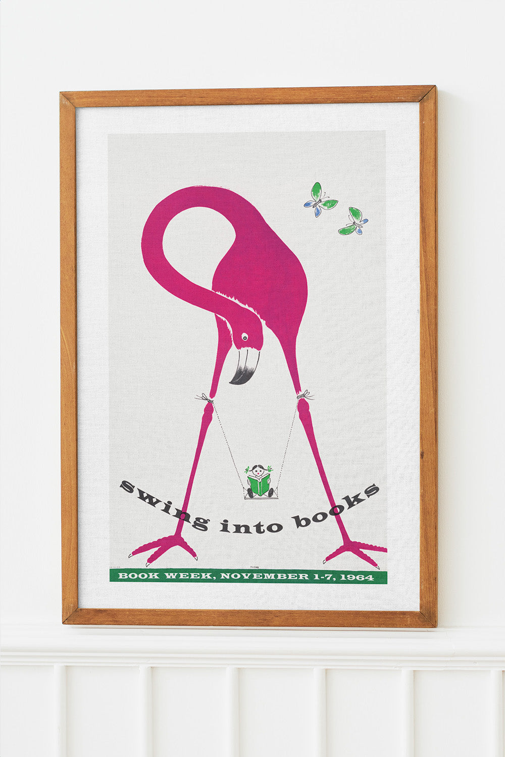 Swing Into Books Vintage Flamingo Book Fair Art Print、mySite、gigharbornorthrealestate