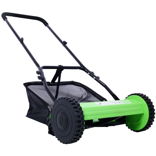 16-Inch 5-Blade Push Reel Lawn Mower with Grass Catcher, GREEN COLOR、、eastwooduniform