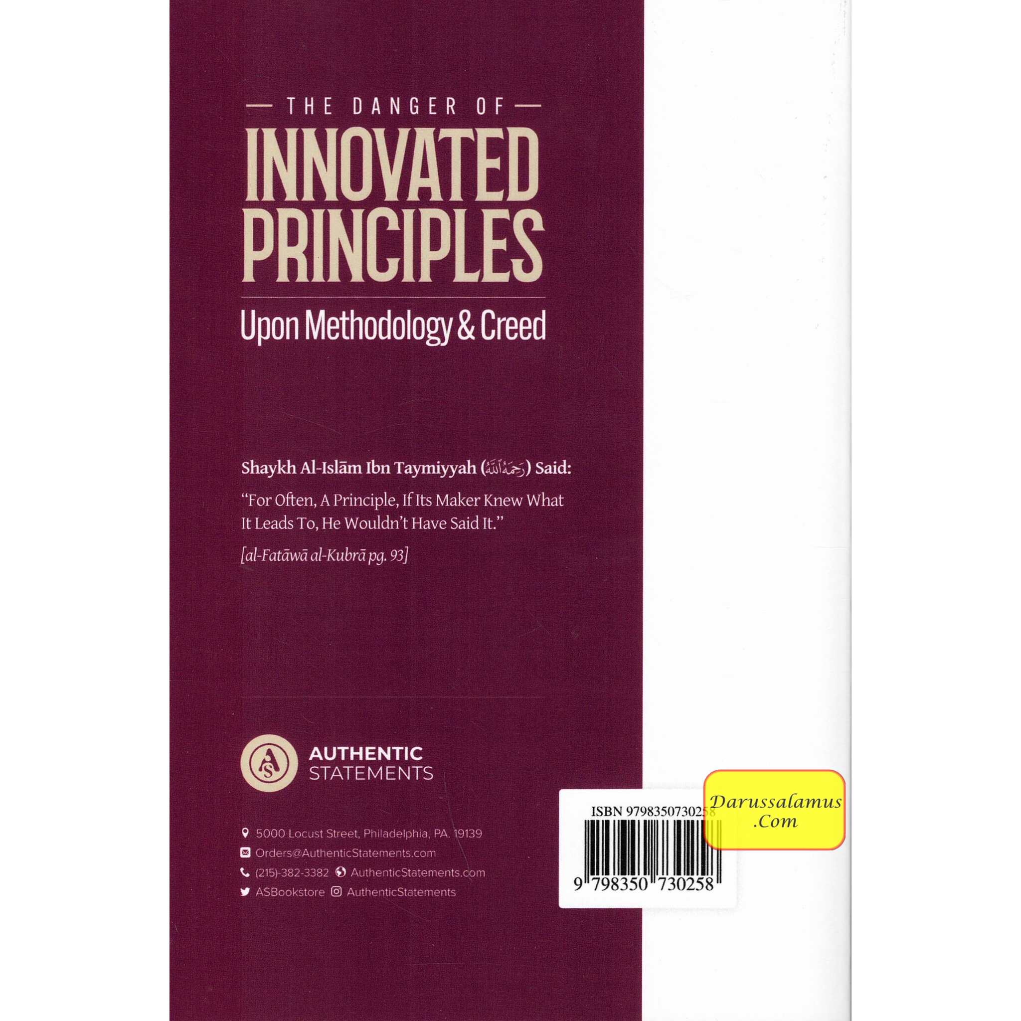 The Danger Of Innovated Principles Upon Methodology & Creed By Shaykh Hasan al-Mardawi、mySite、topwebapps