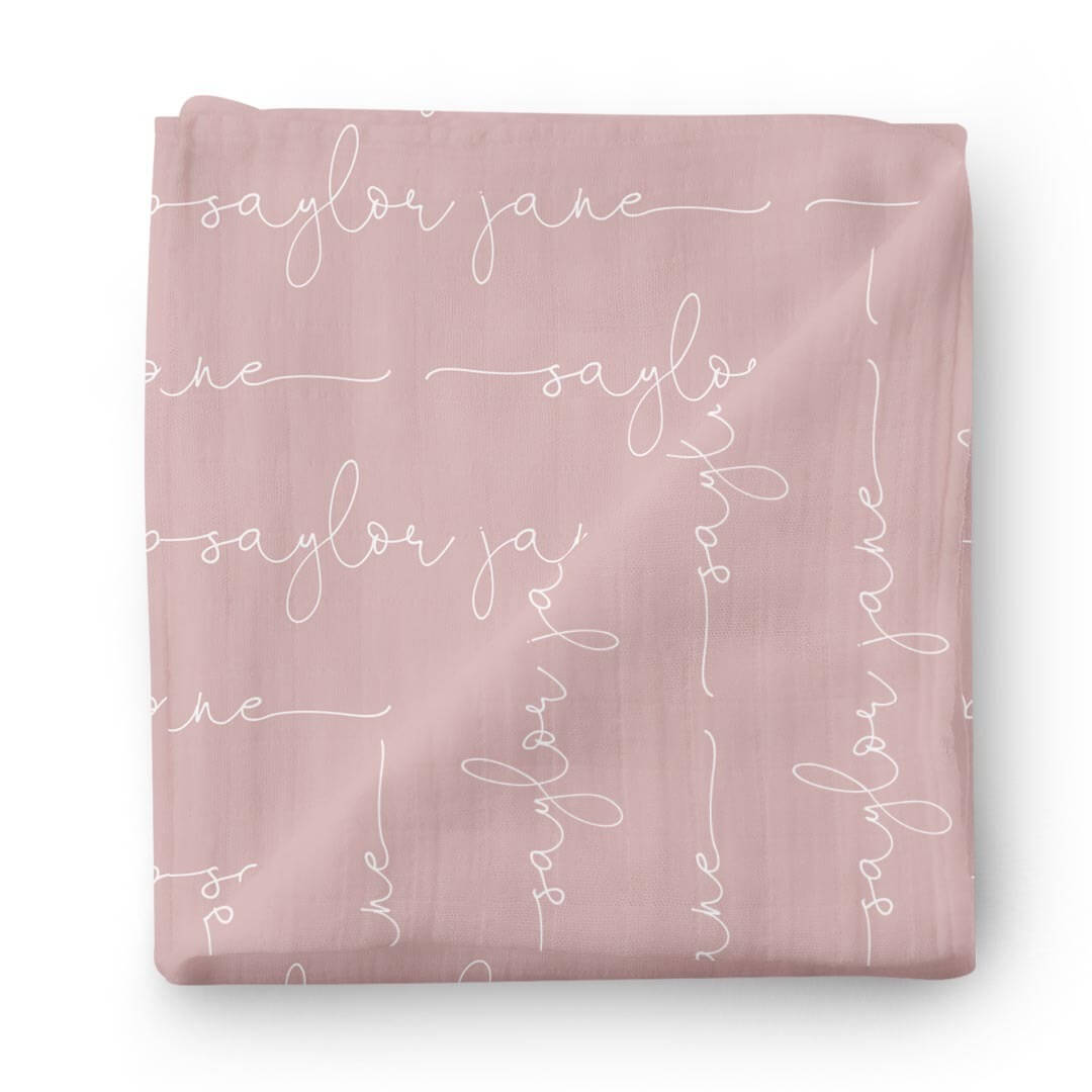  Personalized Mauve Baby Name Swaddle Blanket - Script、mySite、layawaytickets