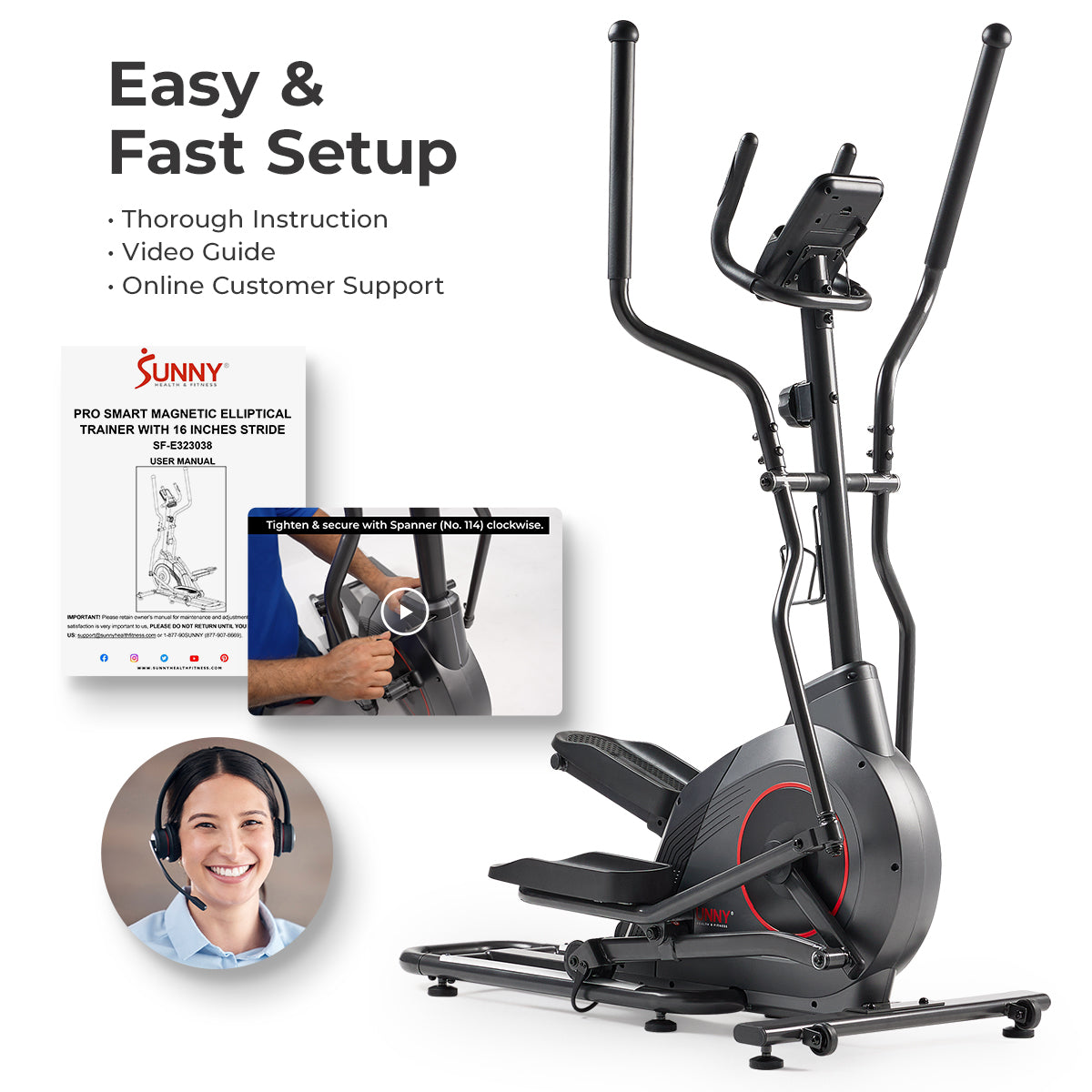  Ultra Silent Smart Elliptical Exerciser with 16” Long Stride Training Machine、mySite、ghnorth
