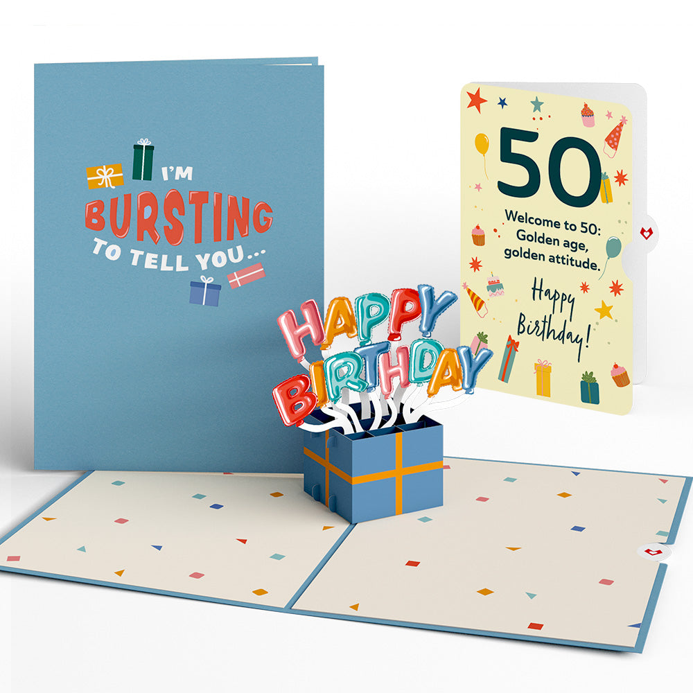 Happy 50th Birthday Burst Pop-Up Card and Sentiment Set、mySite、solidvoid
