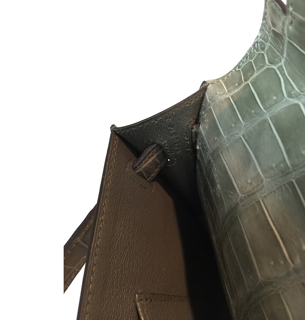 Hermès Kelly Cut Gris Tourterelle Porosus Crocodile GHW、mySite、garminoutage.com