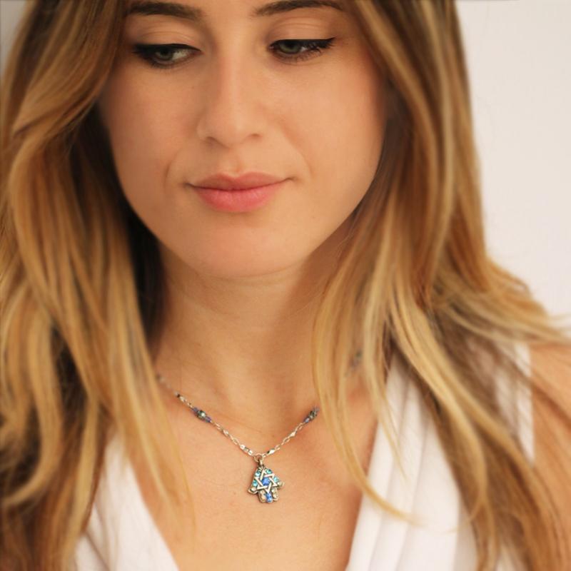 Blue Star of David Hamsa Necklace by Michal Golan、mySite、topwebapps