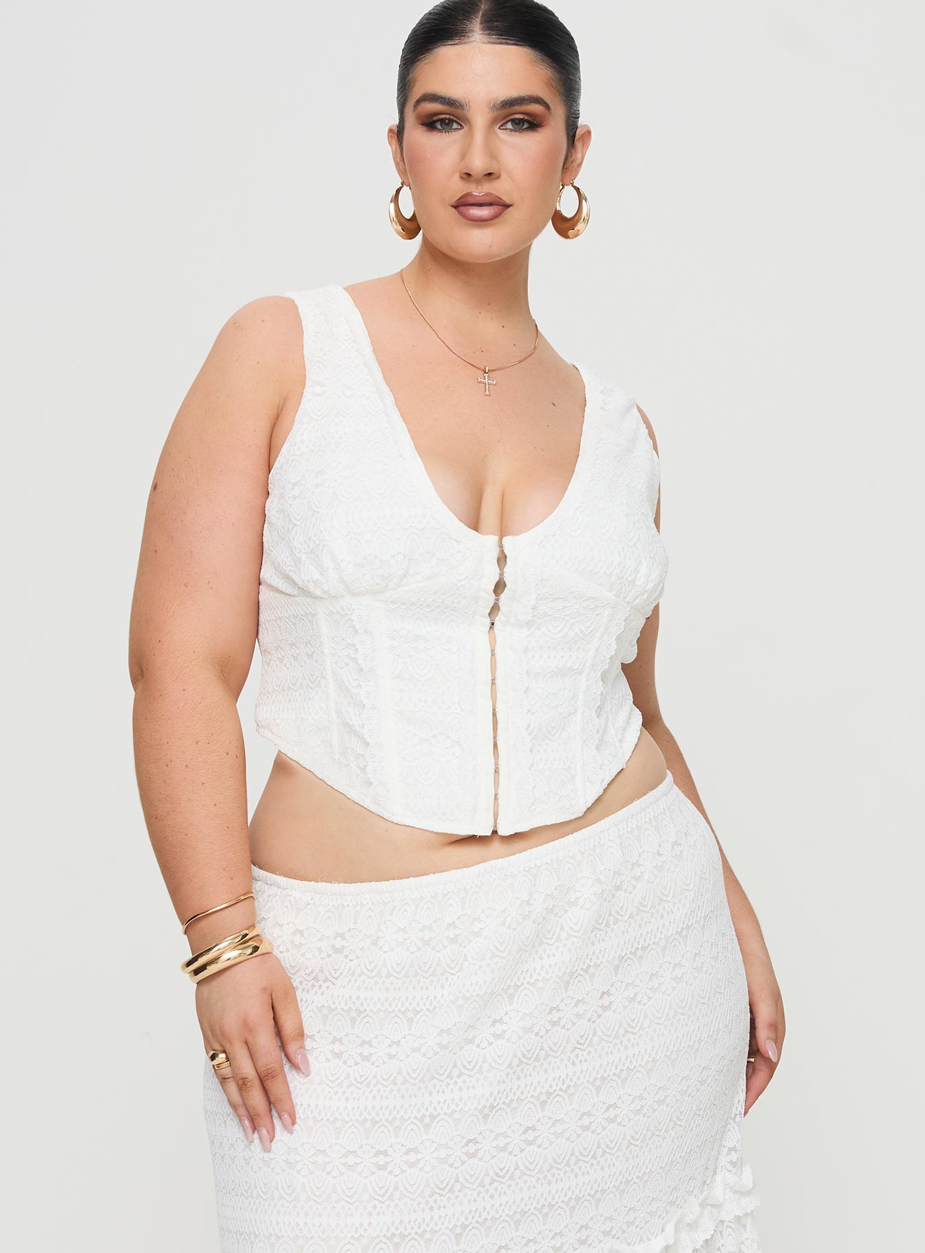 Buttacupe Lace Corset Top White Curve、mySite、solidvoid