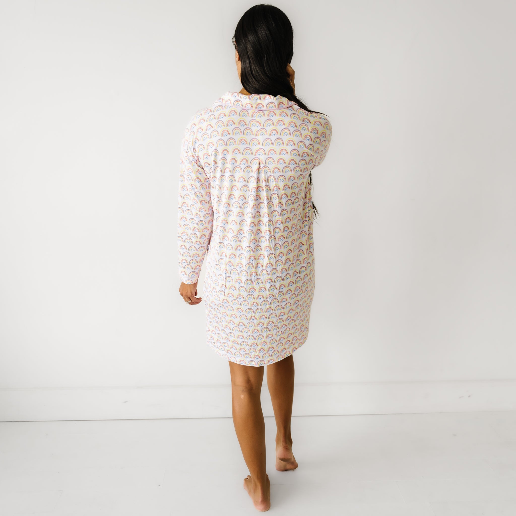 Pastel Rainbows Women's Long Sleeve Sleep Shirt、mySite、g9winljtr