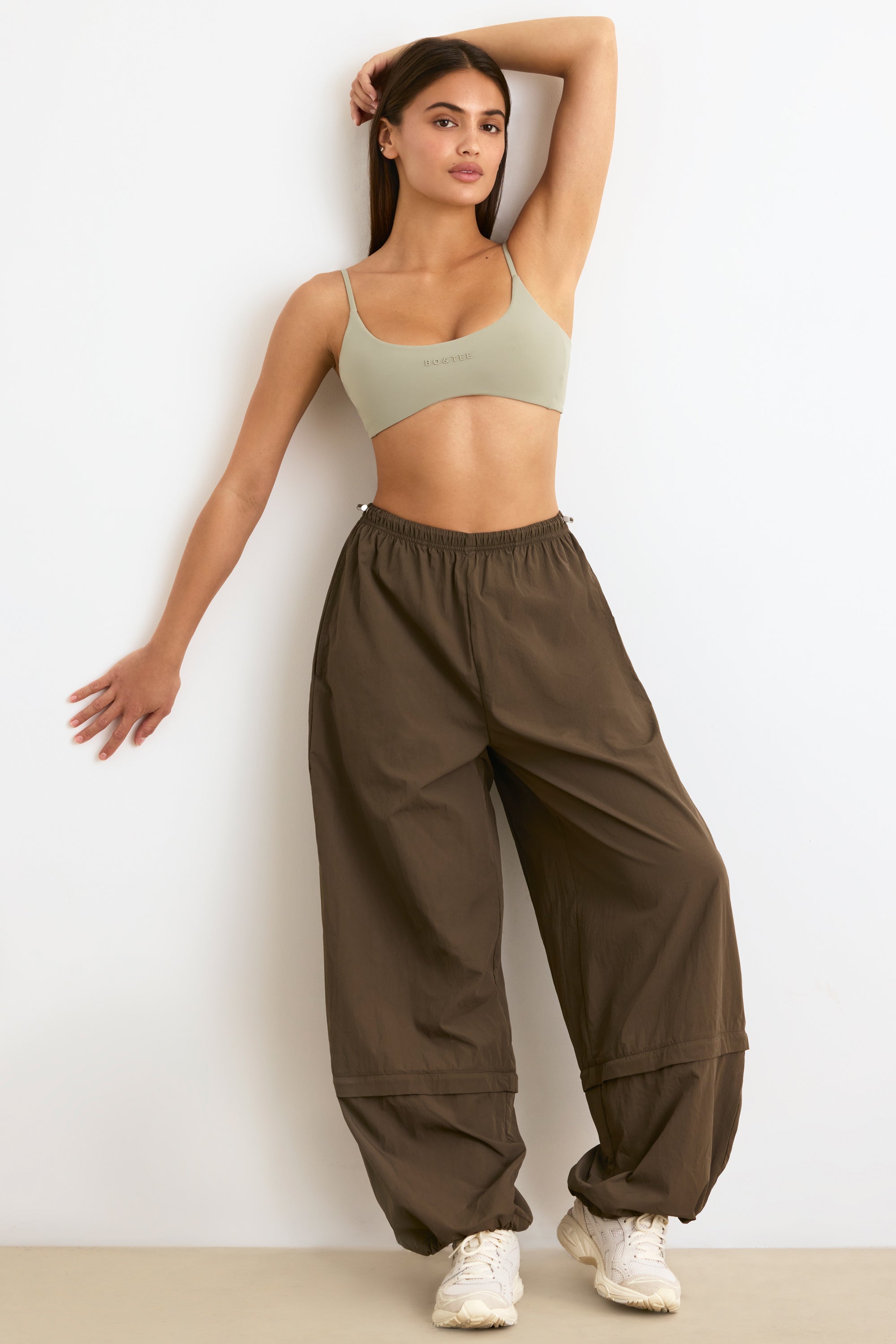 Convertible Wide Leg Track Pants in Espresso、mySite、solidvoid