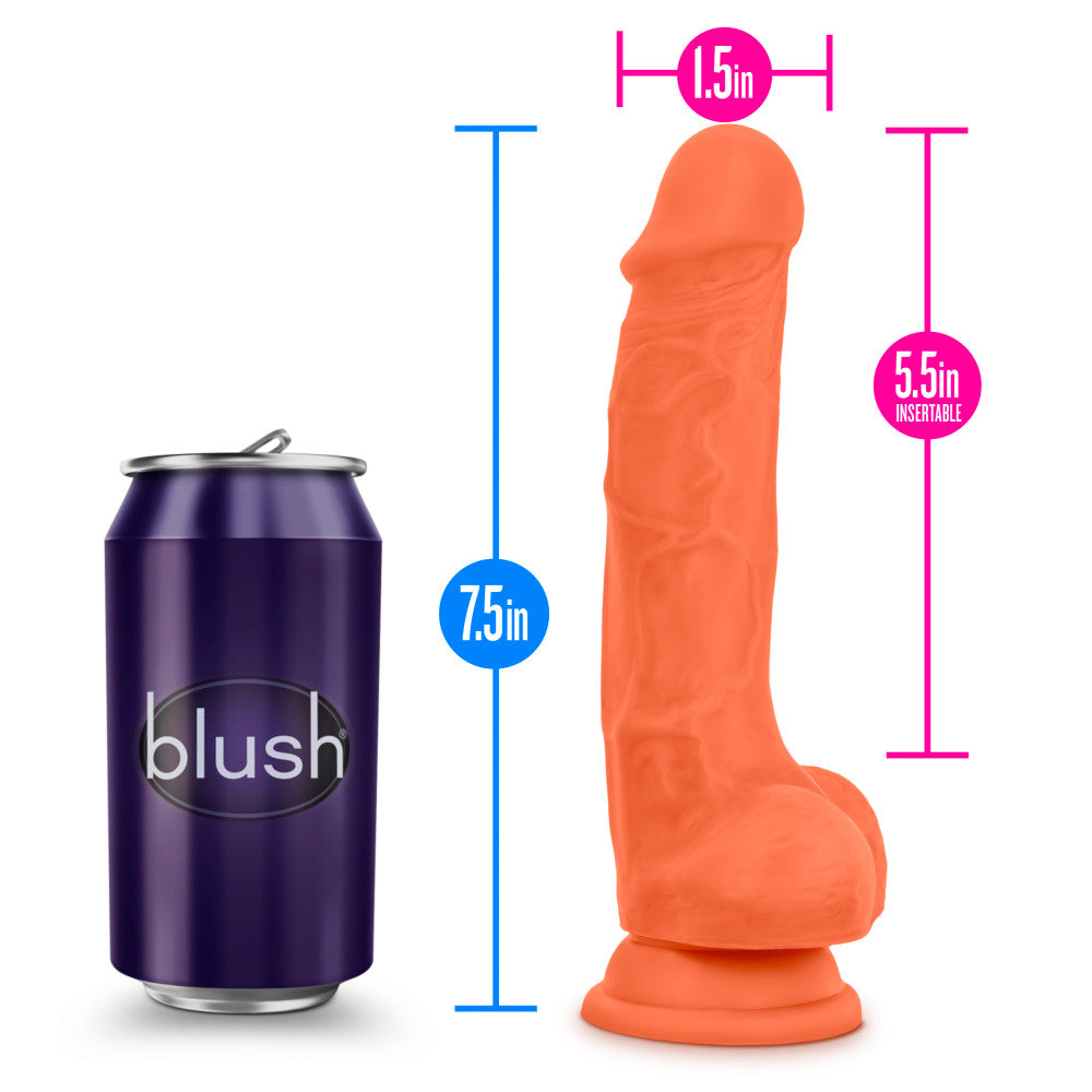 Neo Elite By Blush® | Neon Orange: 7.5-Inch Long Dildo - Made with Purio™ Silicone & SensaFeel® Dual Density Realistic Technology、mySite、bottomscart