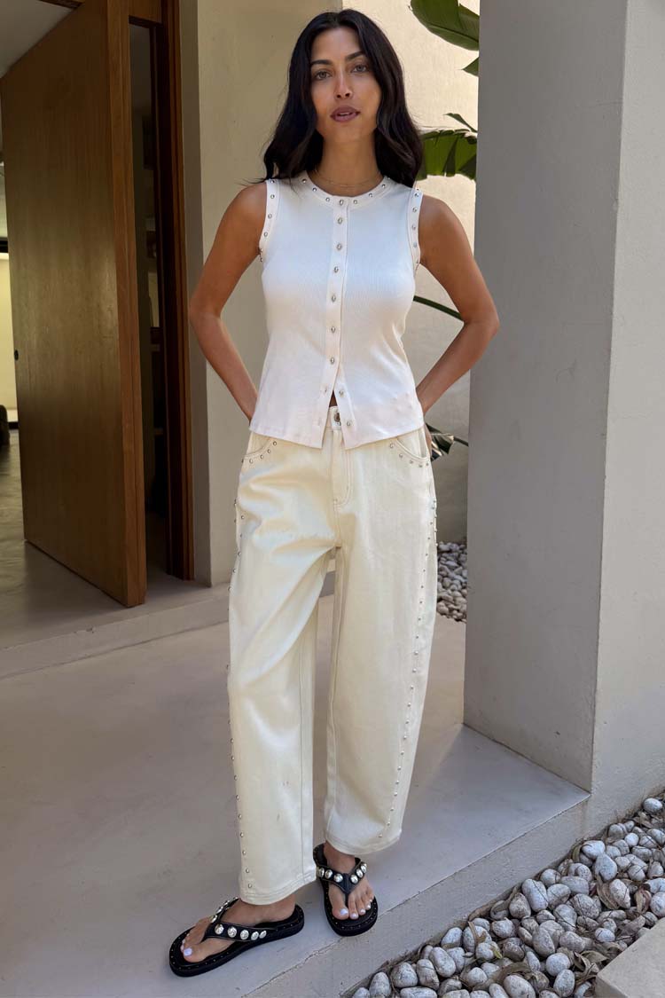 Ecru Studded Button Tank、mySite、solidvoid