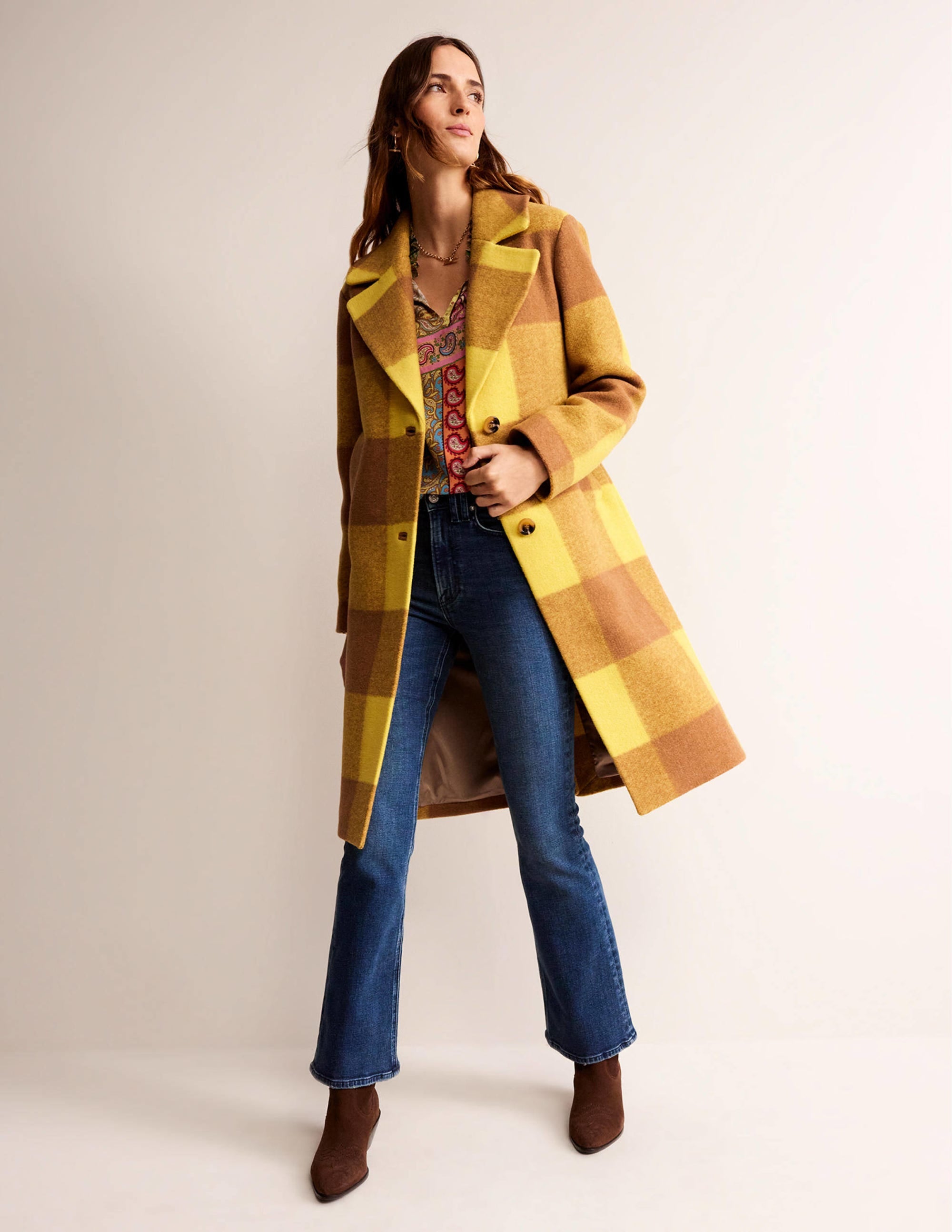  Relaxed-Fit Checked Coat-Yellow Check、mySite、ashleygrahame