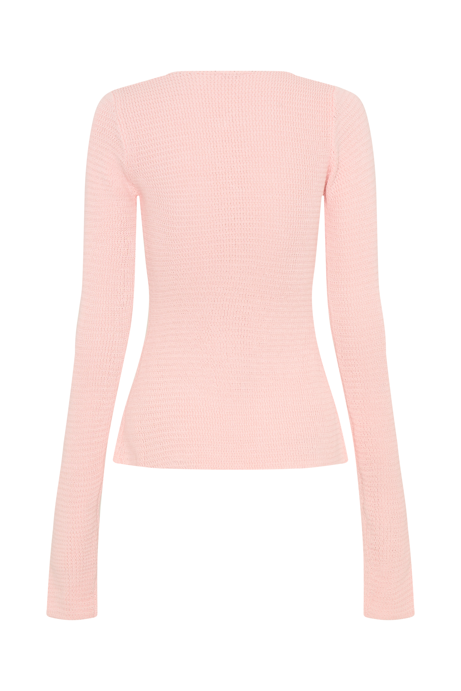 Noah Knit Tie Long Sleeve Top - Baby Pink、mySite、solidvoid