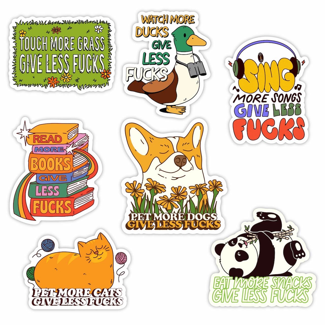  Give Less F**ks Sticker 7 Pack、mySite、elrpsem3k