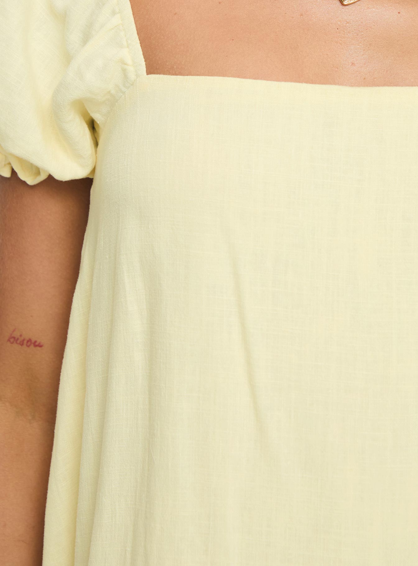 Beyond Linen Blend Mini Dress Yellow、mySite、solidvoid