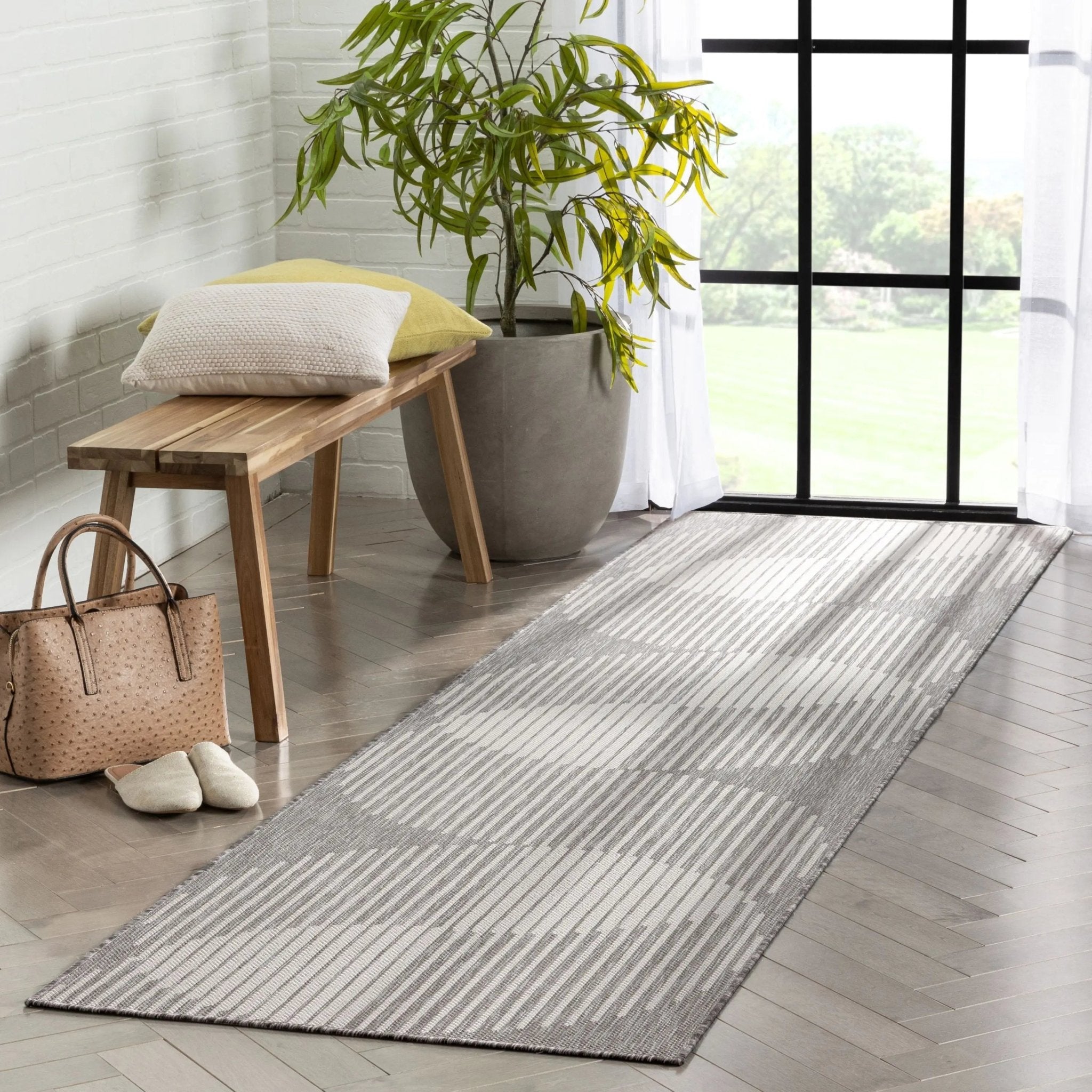Alder Modern Stripes Indoor/Outdoor Ivory Grey Flat-Weave Rug、mySite、gigharbornorthrealestate